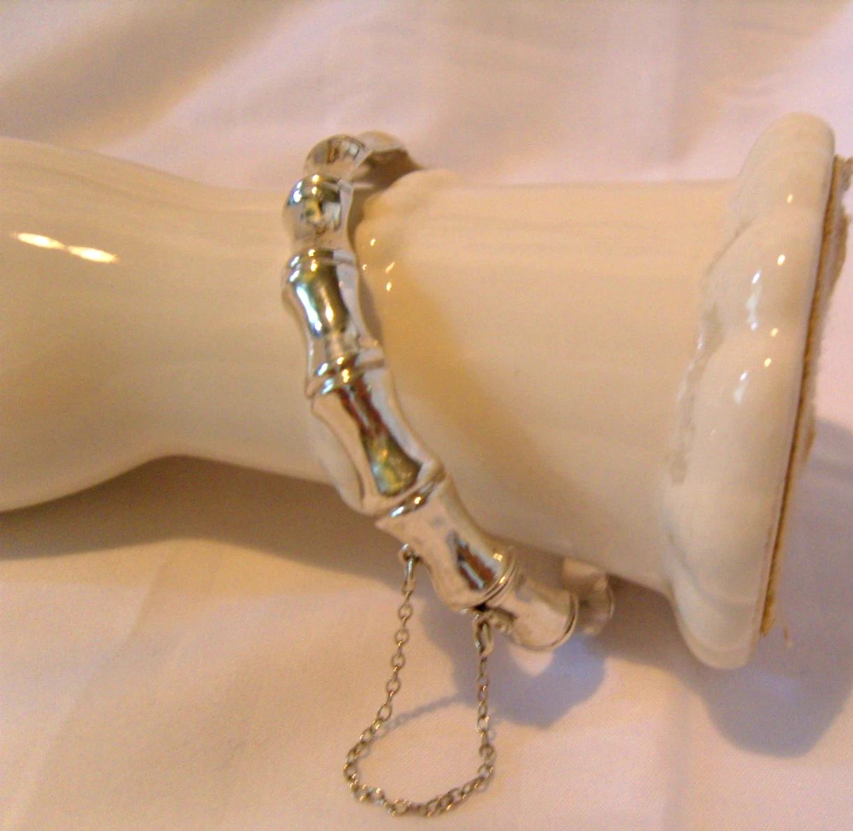 Bamboo Bangle Sterling Silver 1963 Vintage Wide Bracelet 7"L (1 of 9) Bamboo Bangle Sterling Silver 1963 Vintage Wide Bracelet 7"L (1 of 9)