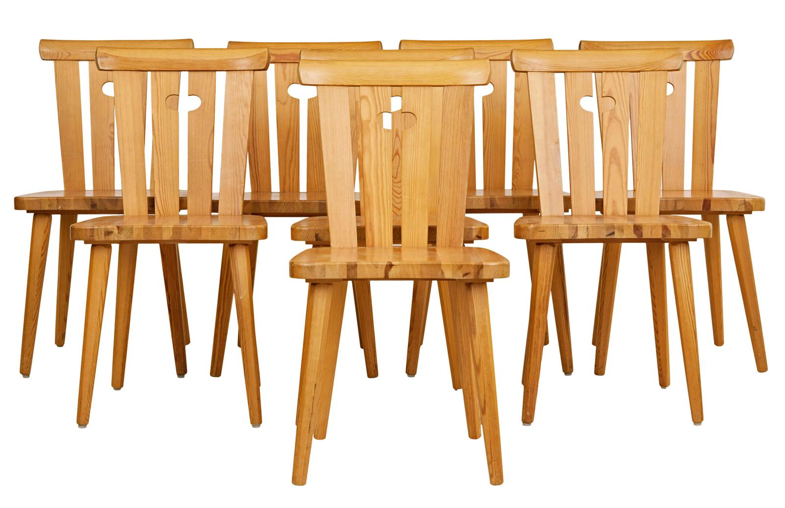 Set of 8 Mid Century Swedish Pine Dining Chairs (1 of 5)
