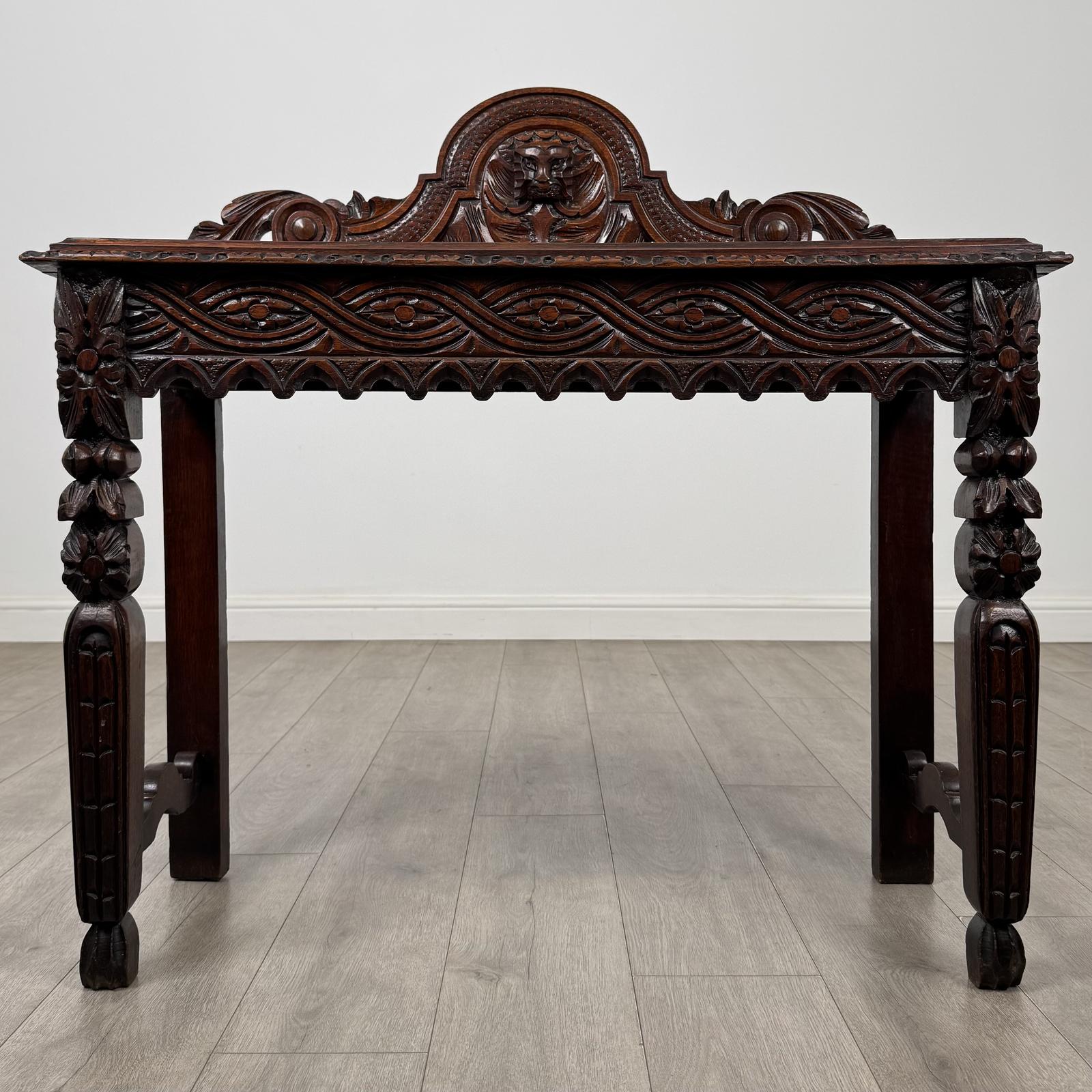 Antique 19th Century Carved Oak Victorian Side Table (1 of 9) Antique 19th Century Carved Oak Victorian Side Table (1 of 9)