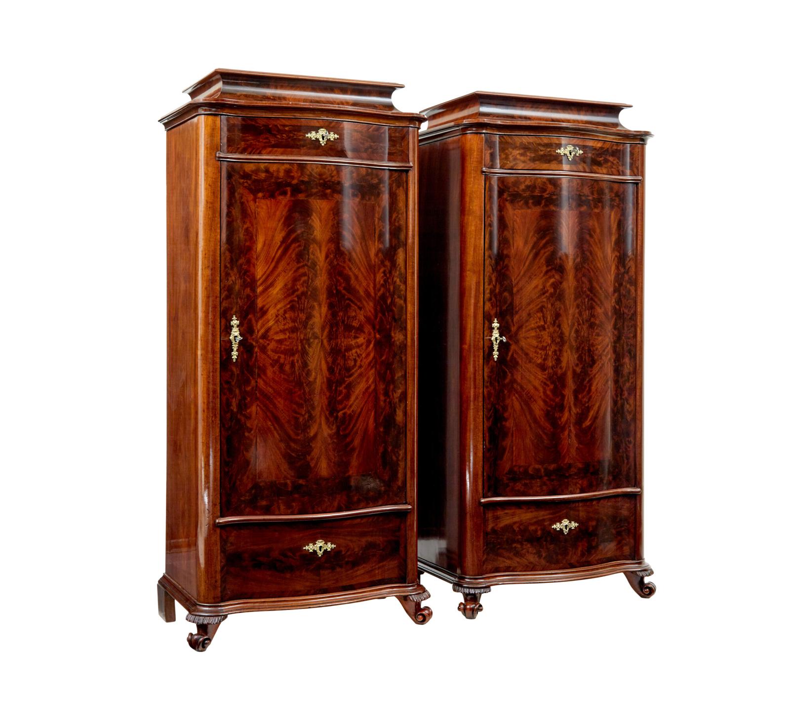 Scandinavian Pair of 19th Century Serpentine Shaped Cupboards (1 of 12) Scandinavian Pair of 19th Century Serpentine Shaped Cupboards (1 of 12)