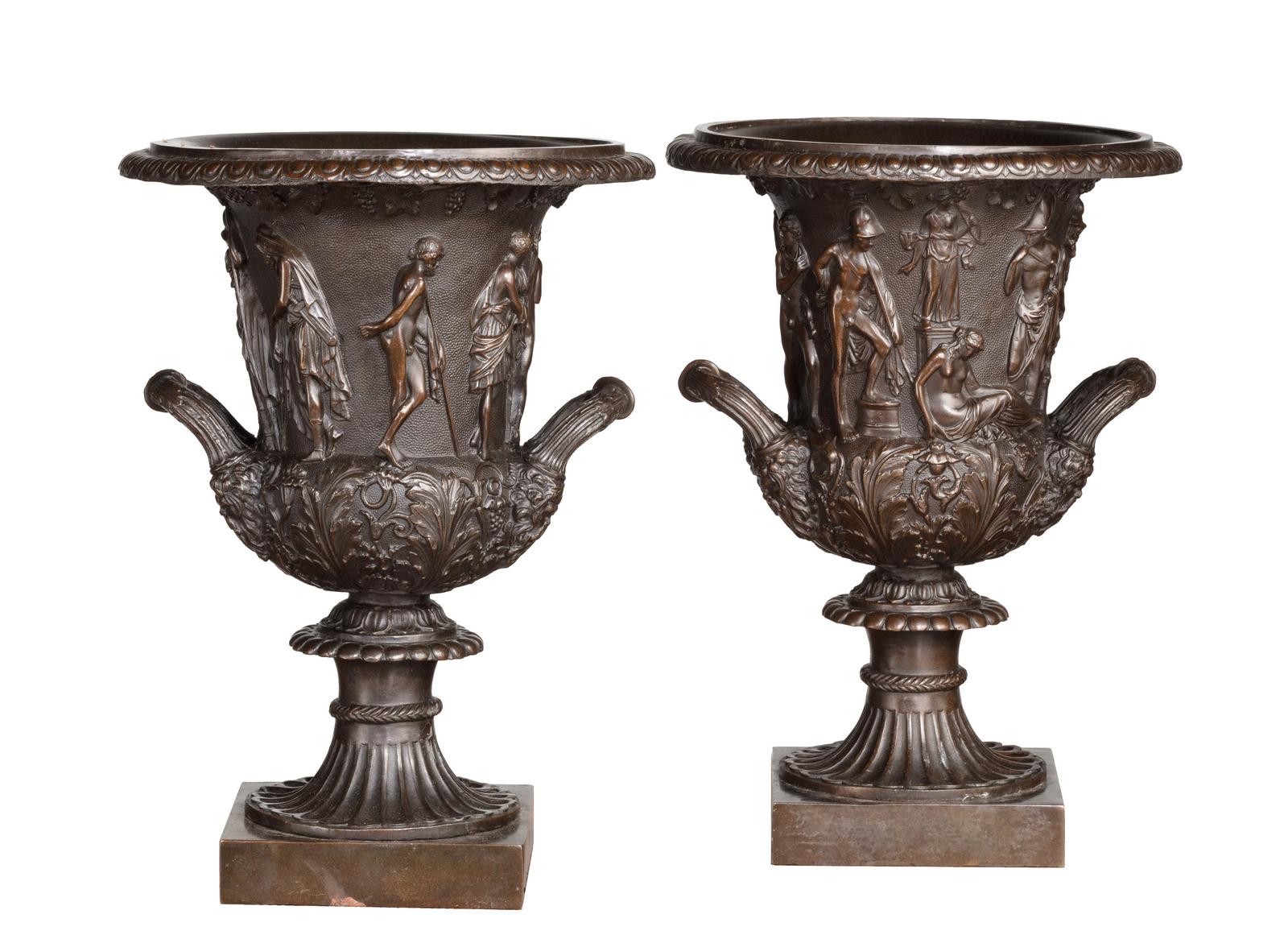 Pair of Early 20th Century Neoclassical Bronze Campana Shaped Urns (1 of 4) Pair of Early 20th Century Neoclassical Bronze Campana Shaped Urns (1 of 4)