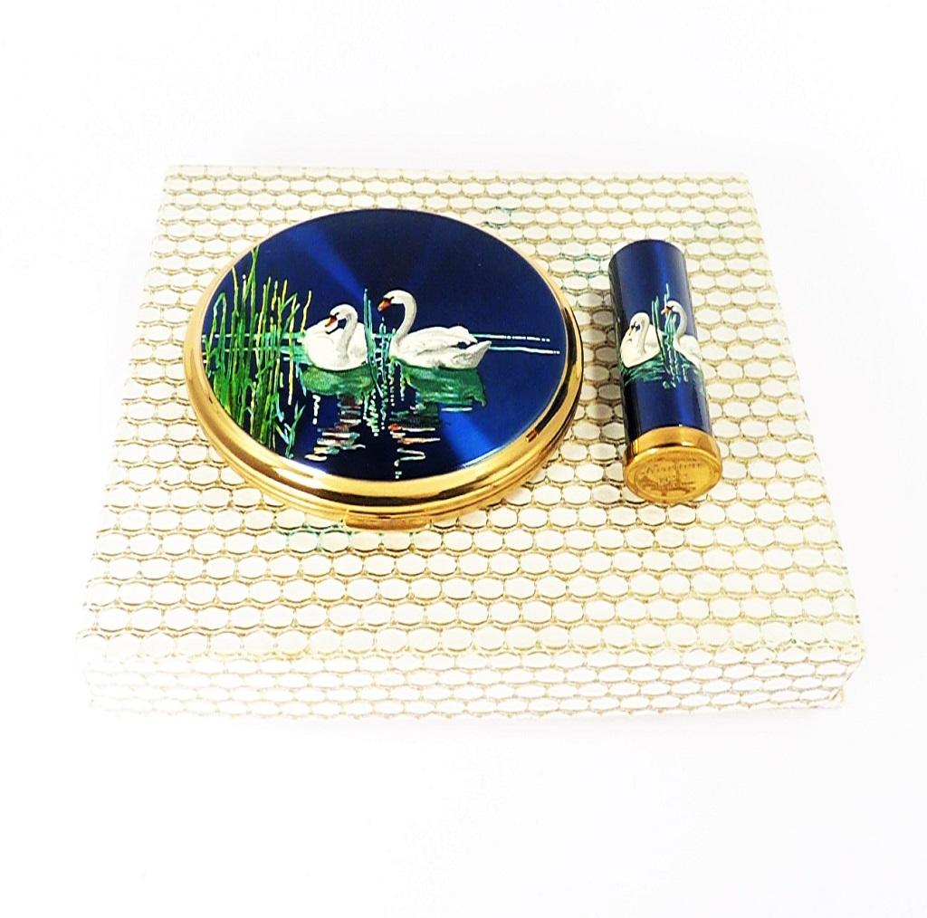 Lovely Unused Blue Enamel Stratton Vanity Set 1950s (1 of 8)