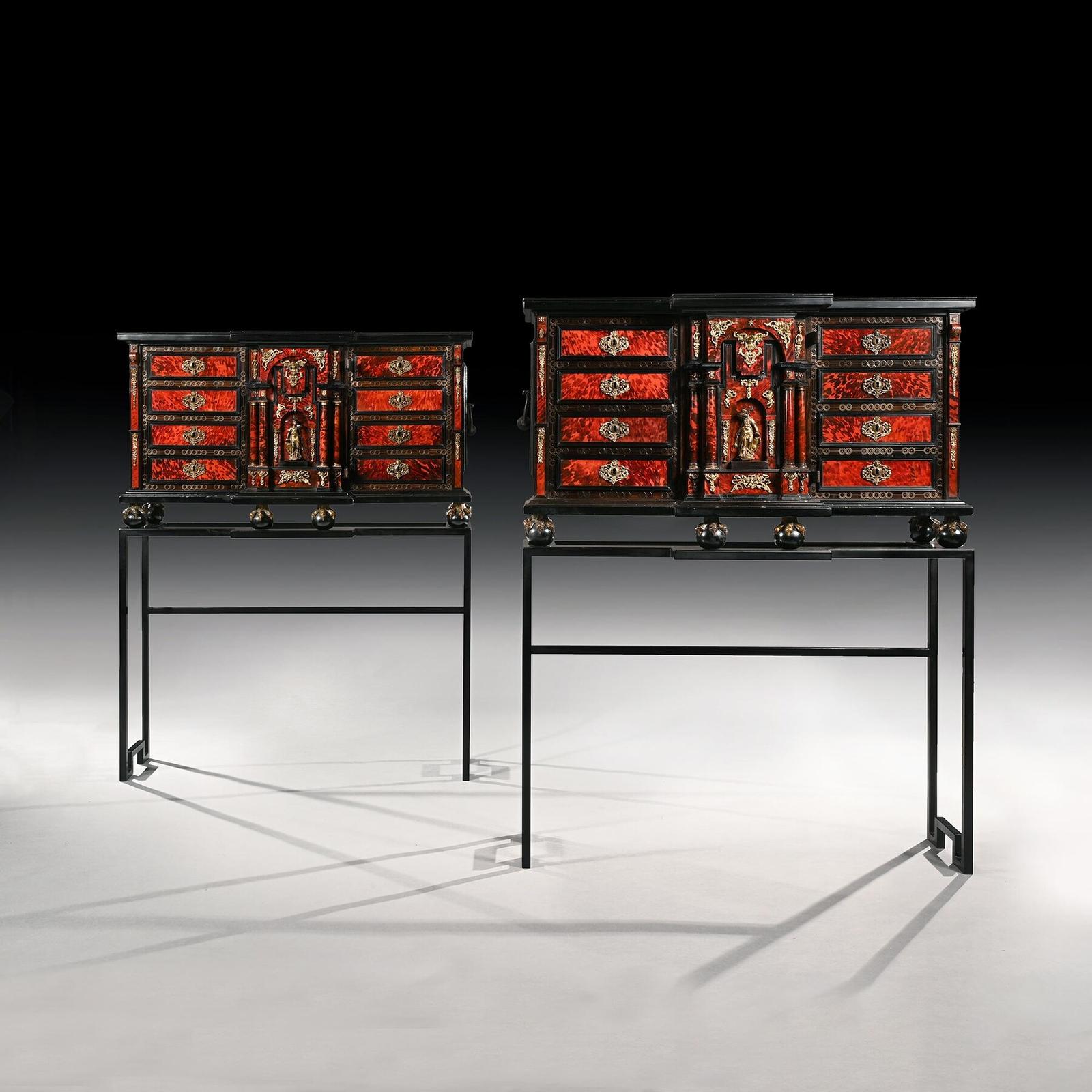 Pair of 17th Century Spanish Baroque Gilt Bronze Mounted Ebonised & Tortoiseshell Cabinets on Stands (1 of 13)