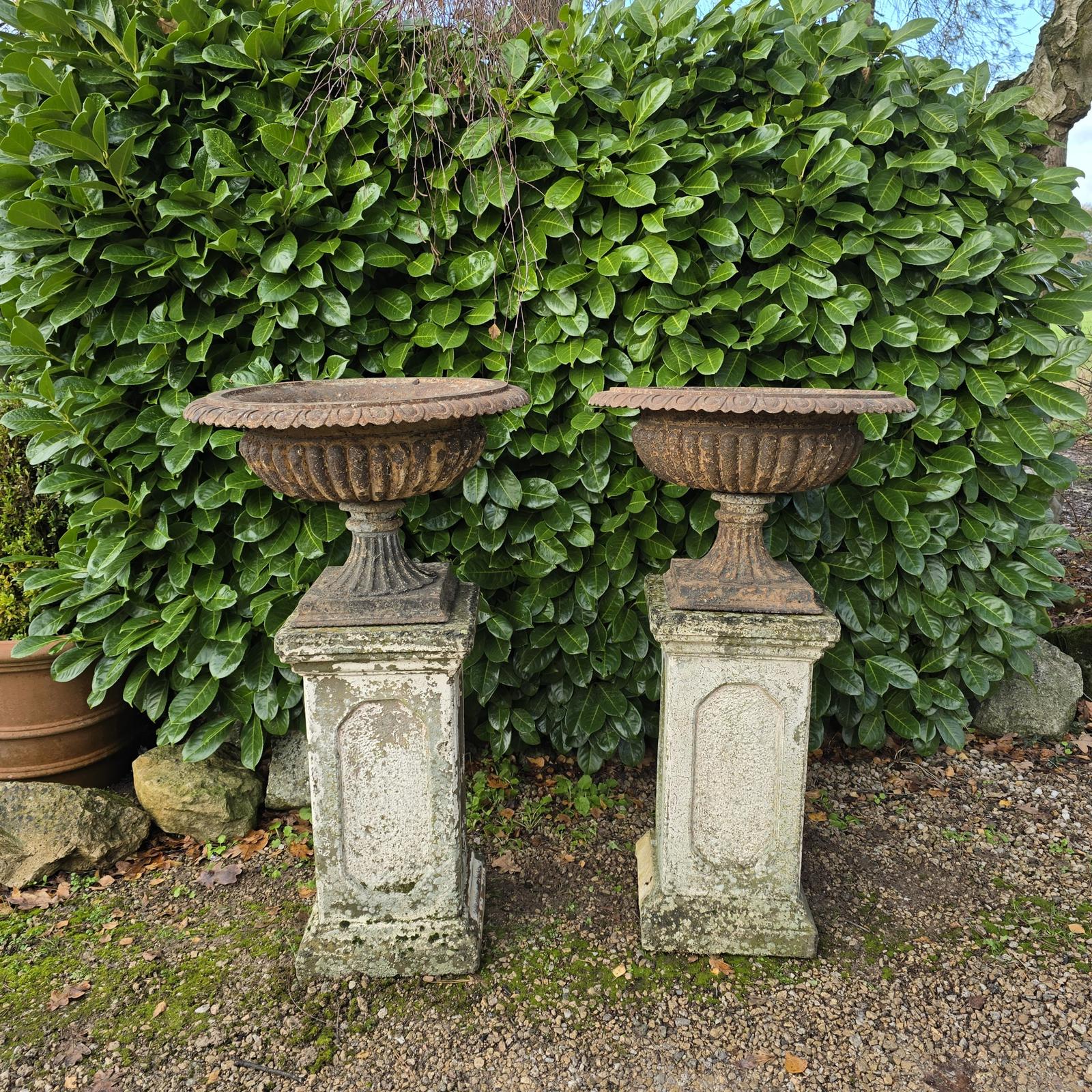 Pair of Cast Iron Planters on Plinths (1 of 8) Pair of Cast Iron Planters on Plinths (1 of 8)