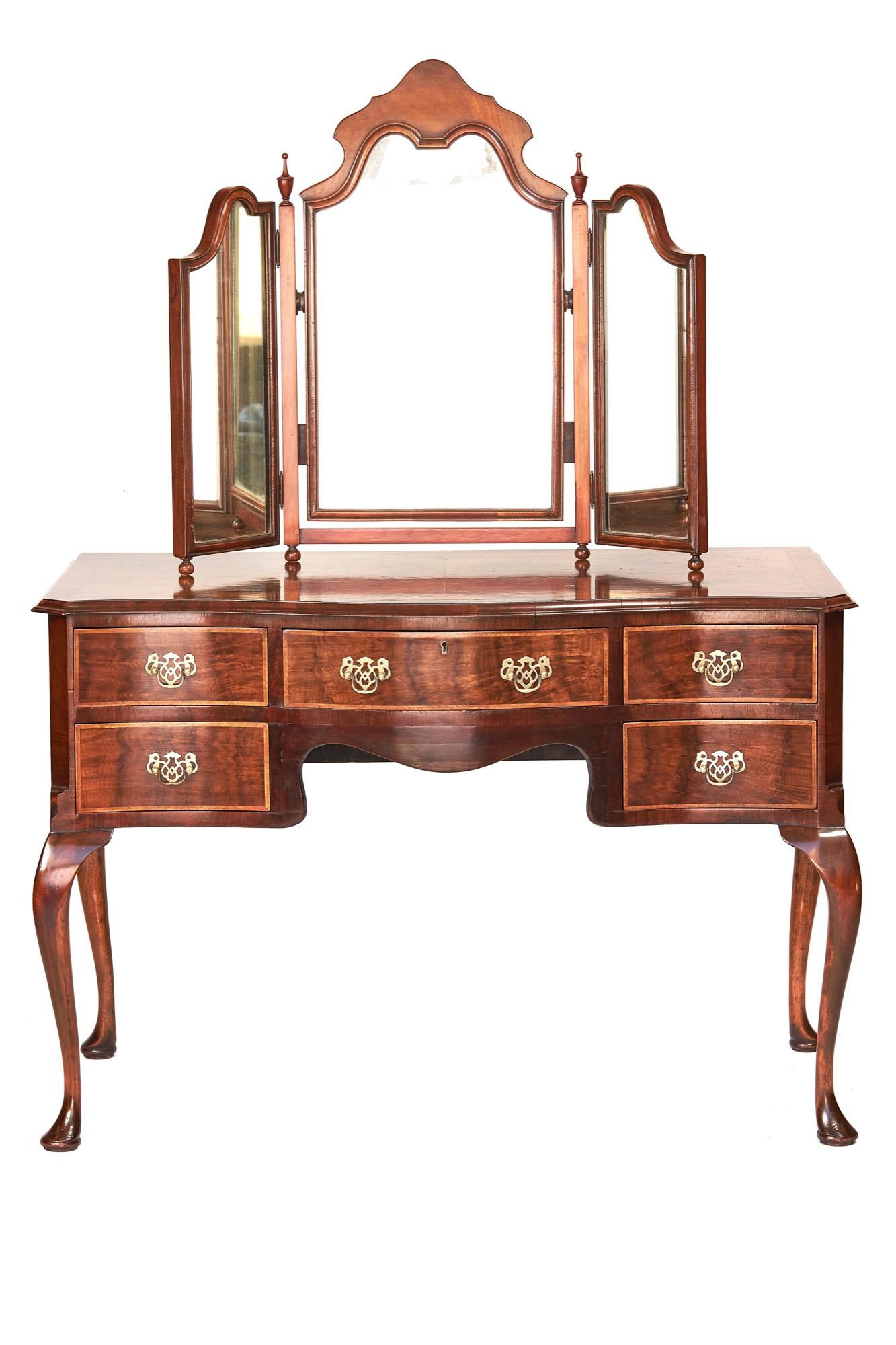 Queen Anne Burr Walnut Dressing Table with Walnut Triptych Mirror (1 of 10) Queen Anne Burr Walnut Dressing Table with Walnut Triptych Mirror (1 of 10)