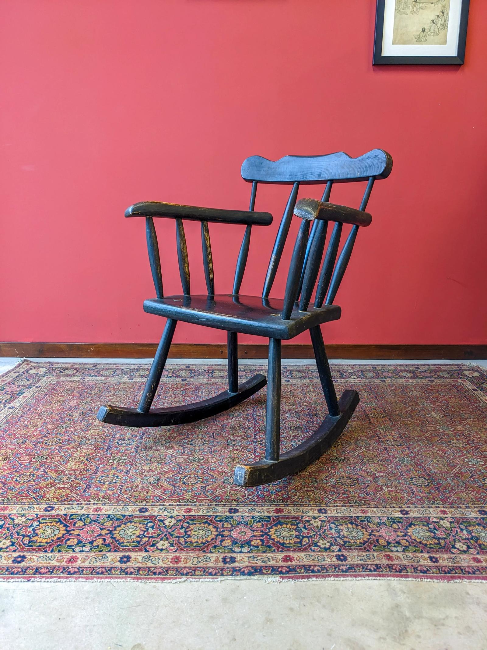Antique Early 20th Century Ebonised Stickback Rocking Chair (1 of 10) Antique Early 20th Century Ebonised Stickback Rocking Chair (1 of 10)