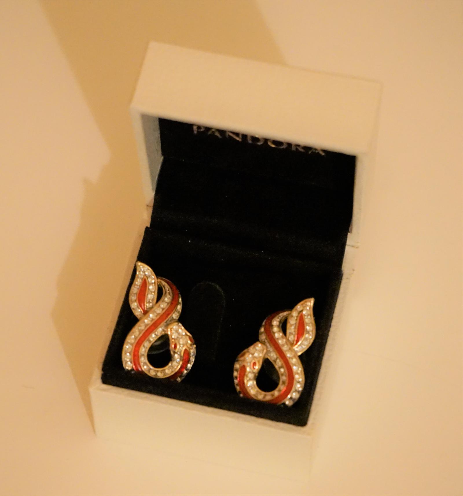 Stunning Pair of Gilt Rhinestone & Enamel Snake Earrings for Pierced Ears (1 of 8)