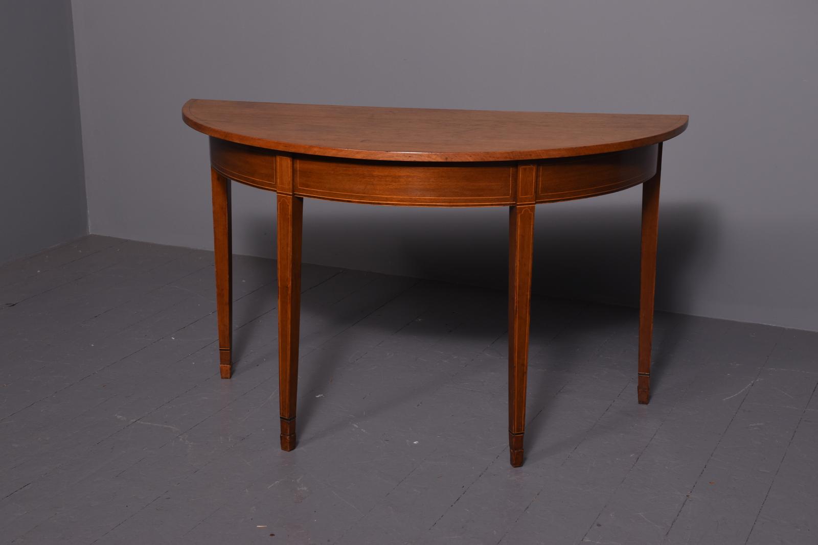 Pair of Inlaid Mahogany George III Demi-lune Hall or Side Tables (1 of 6) Pair of Inlaid Mahogany George III Demi-lune Hall or Side Tables (1 of 6)