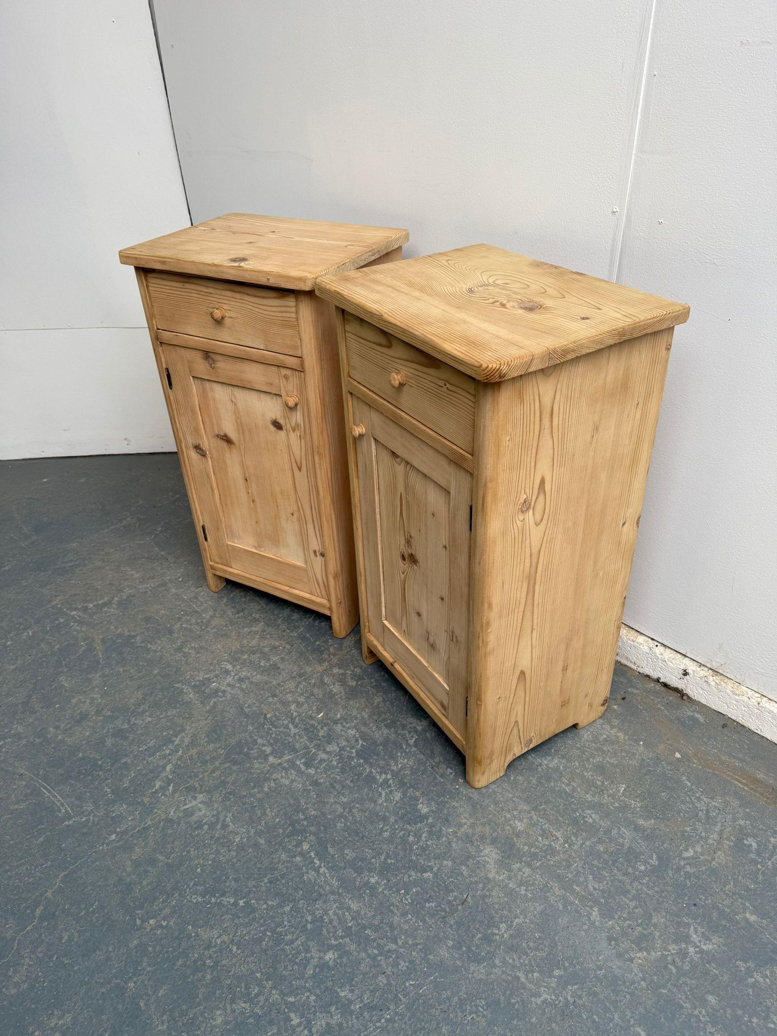 A Tall Plain Pair of Antique Victorian Pine Bedside Cabinets to Wax / Paint (1 of 9)