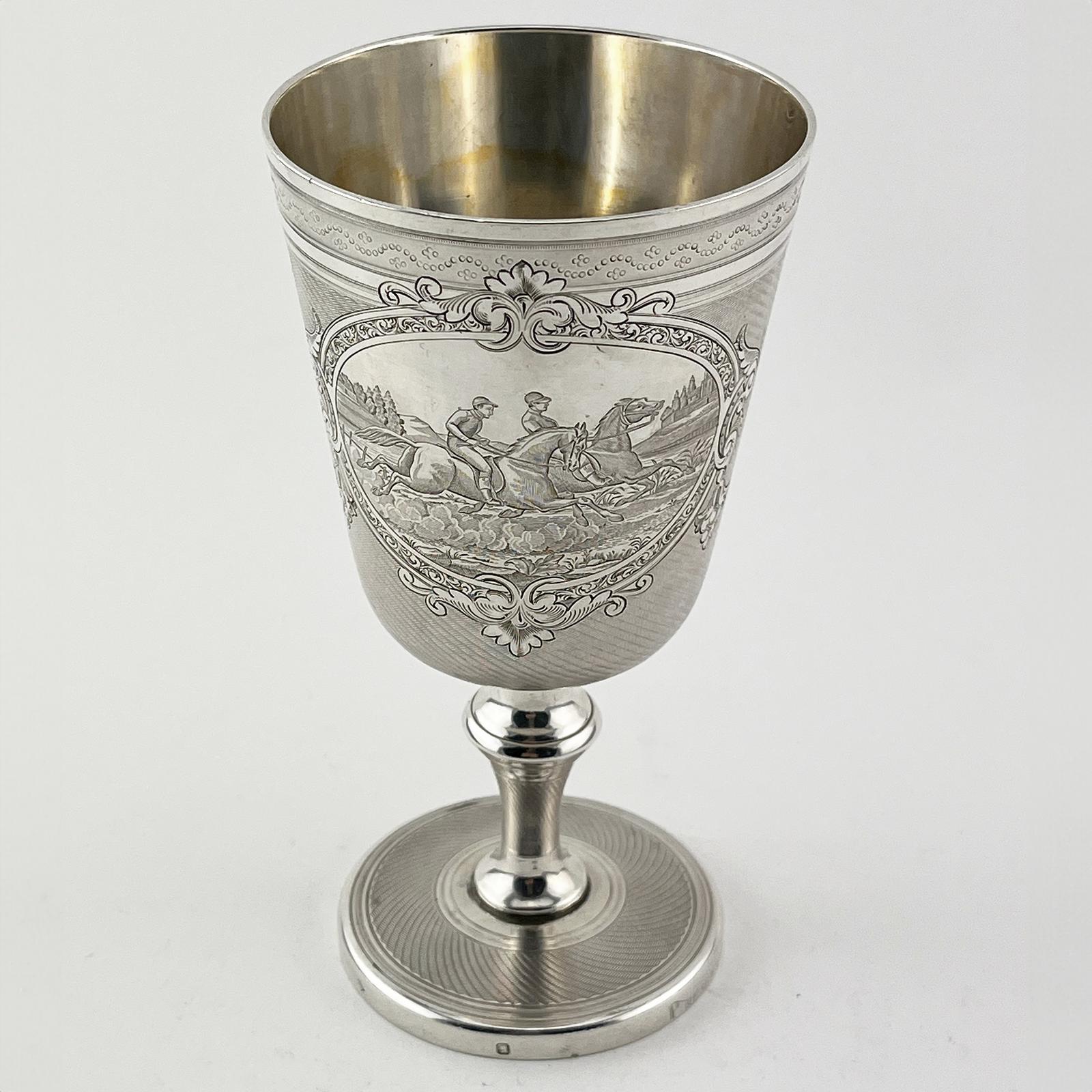 Superb Victorian Engraved Sterling Silver Goblet (1 of 9) Superb Victorian Engraved Sterling Silver Goblet (1 of 9)