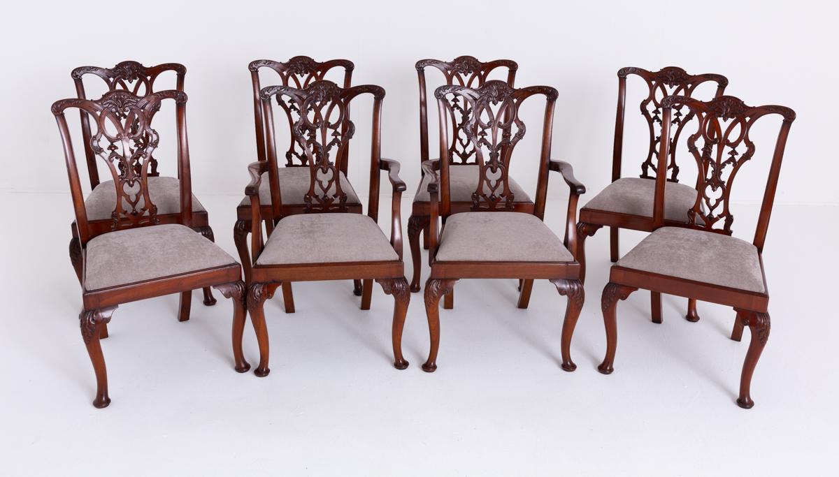 Set of 8 (6 + 2) Mahogany Chippendale Style Dining Chairs (1 of 10)