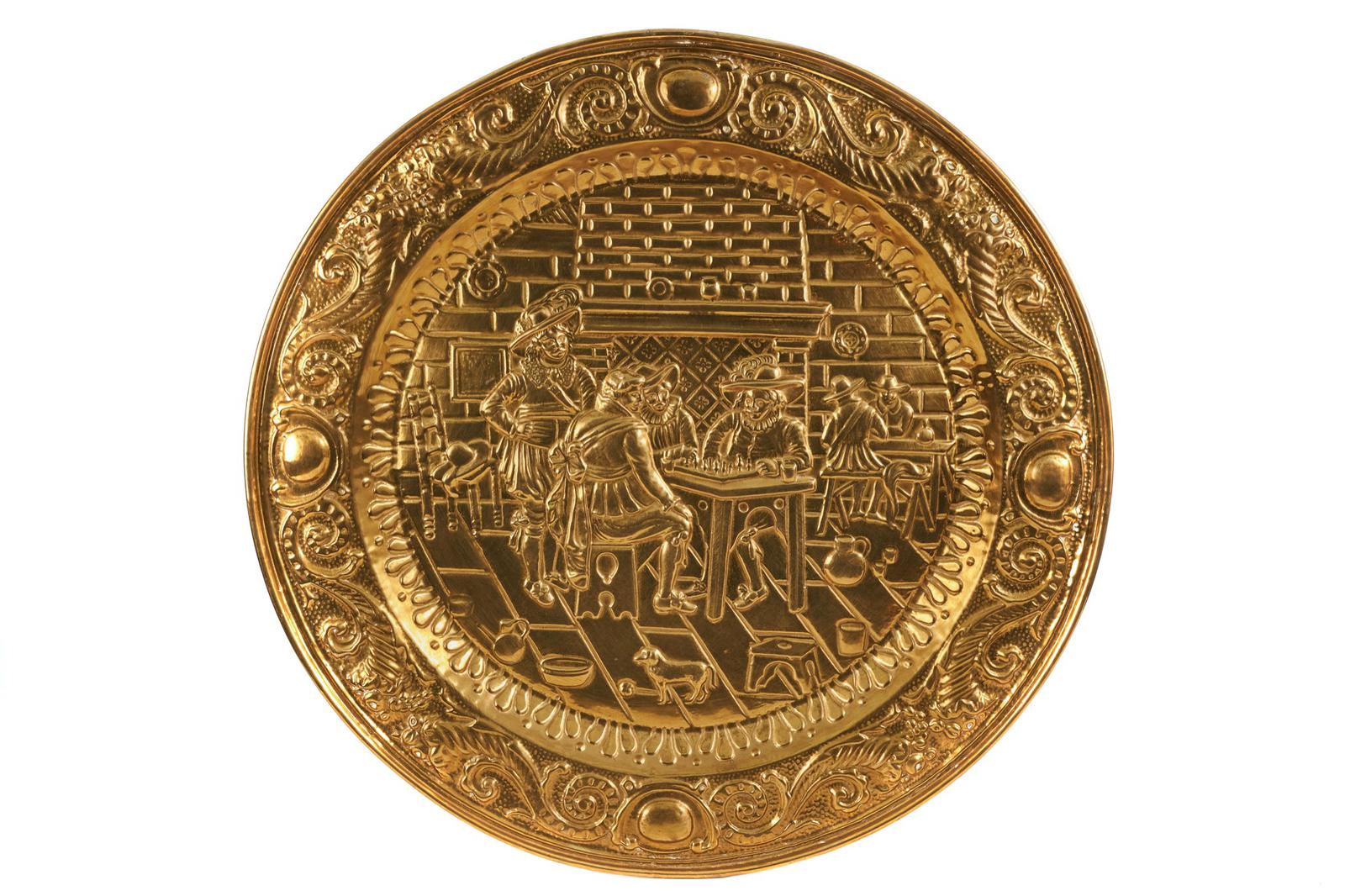 Large Antique Brass Circular Tray (1 of 6)