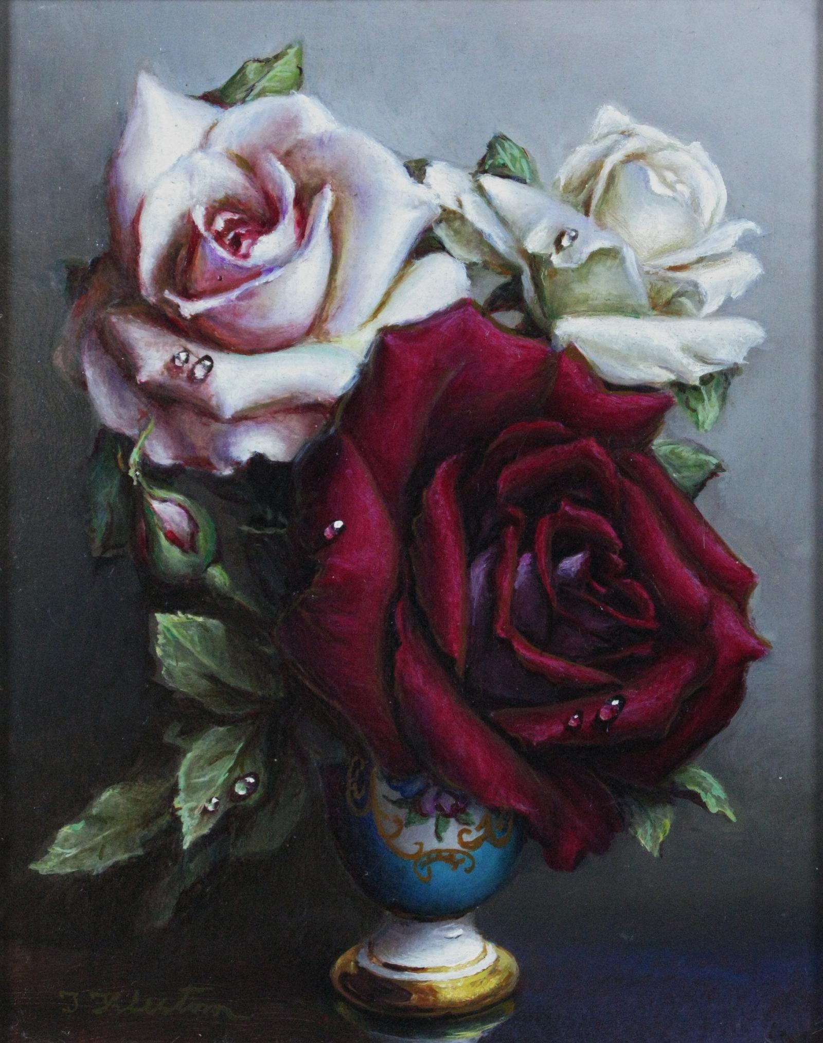 Irene Klestova (1908-1989) Still Life of Roses Oil on Board (1 of 5)