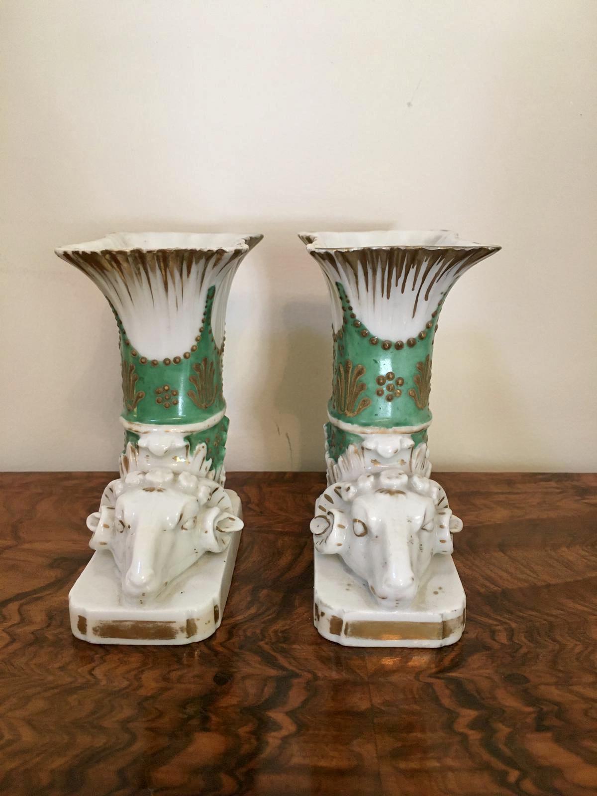 Fine Pair of Antique Regency Porcelain Spill Vases (1 of 7) Fine Pair of Antique Regency Porcelain Spill Vases (1 of 7)