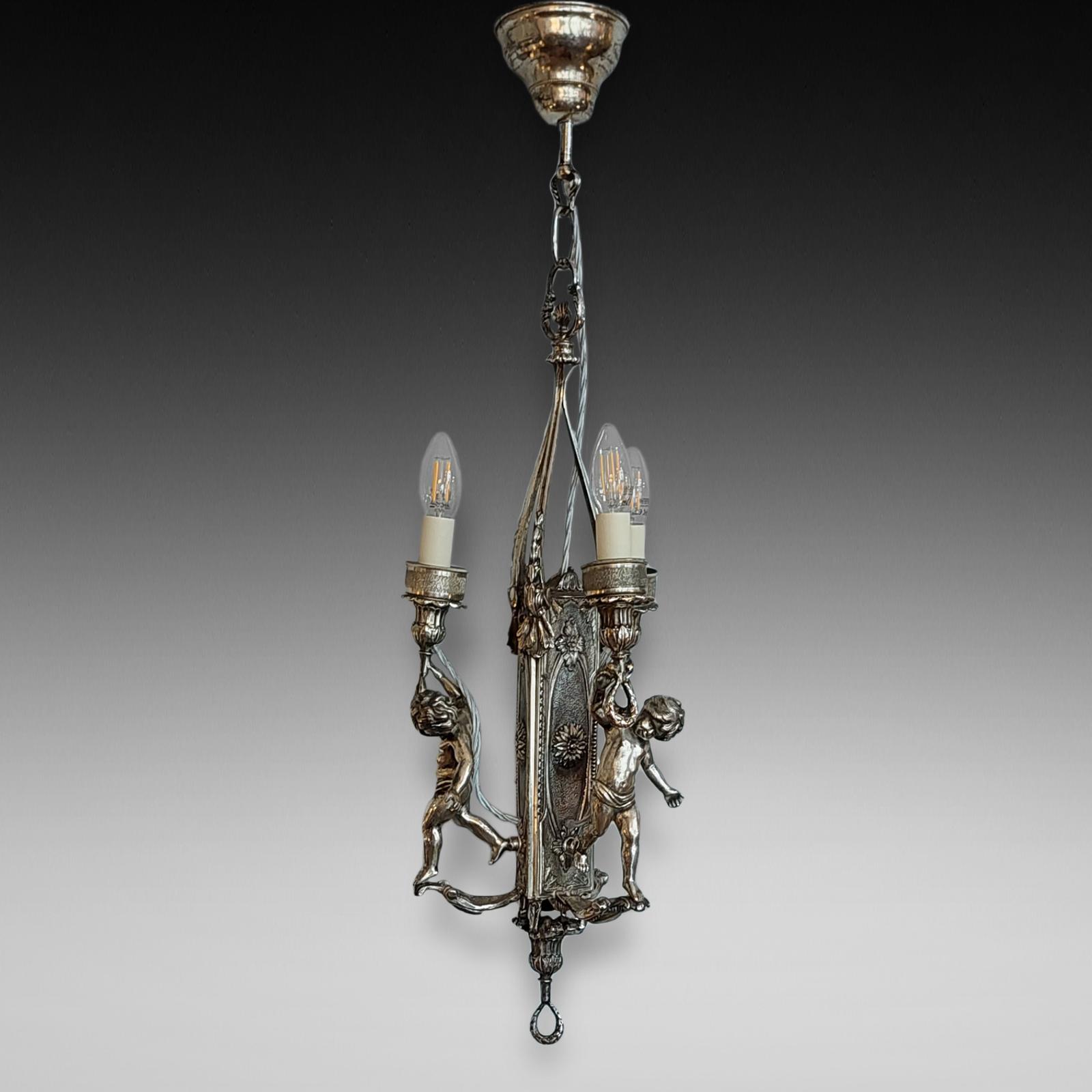 Mid 19th Century Silver Plated Ceiling Candle Light Fitting (1 of 9)