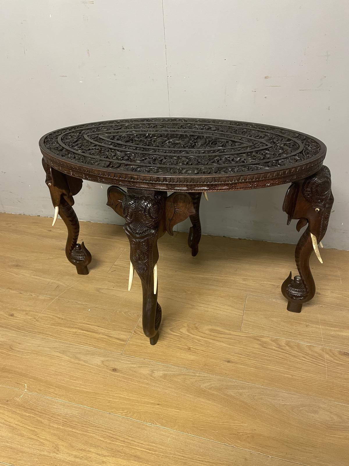 C19th Carved Indian Oval Table with Stylised Elephant Legs (1 of 12)
