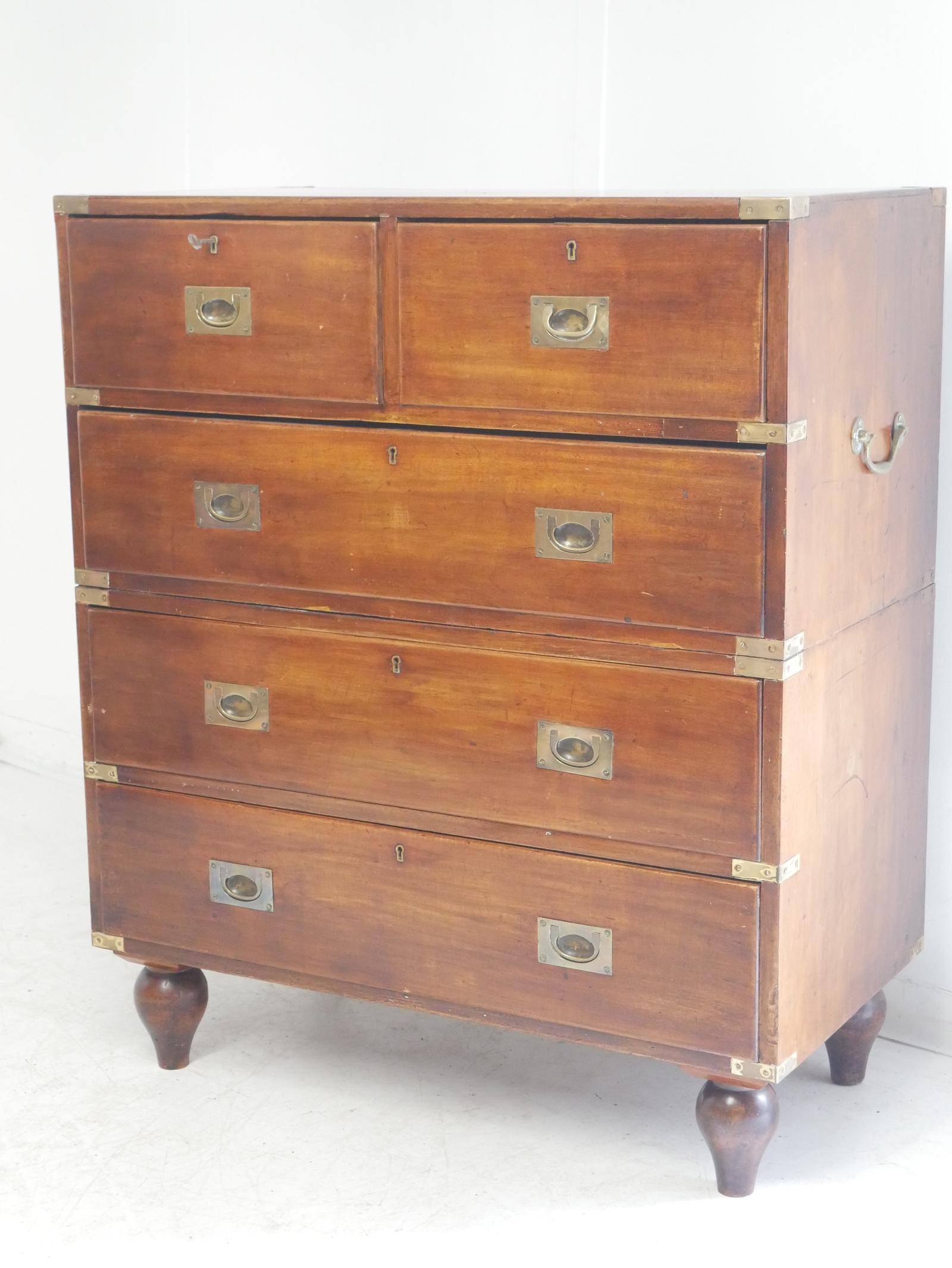 19th Century Campaign Mahogany Chest of Drawers (1 of 10) 19th Century Campaign Mahogany Chest of Drawers (1 of 10)