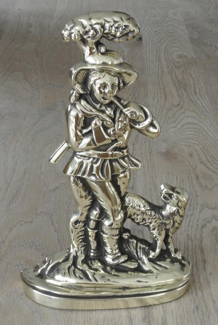 The Wood Cutter Brass Door Porter Brass Door Stop by Pearson Page c.1920 (1 of 8)