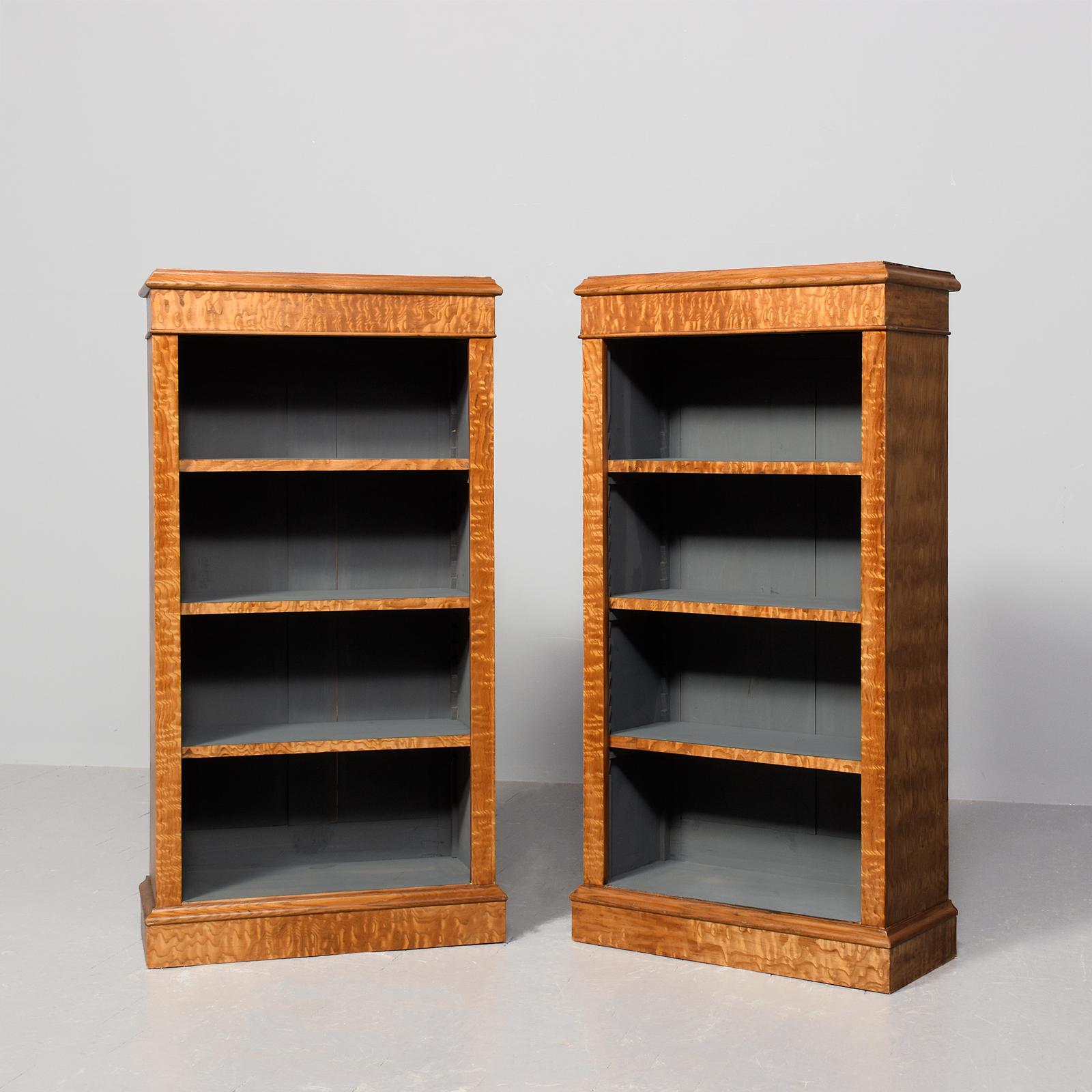 Pair of Neat-sized, Figured Elm Victorian Open Bookcases with Adjustable Shelves (1 of 9) Pair of Neat-sized, Figured Elm Victorian Open Bookcases with Adjustable Shelves (1 of 9)