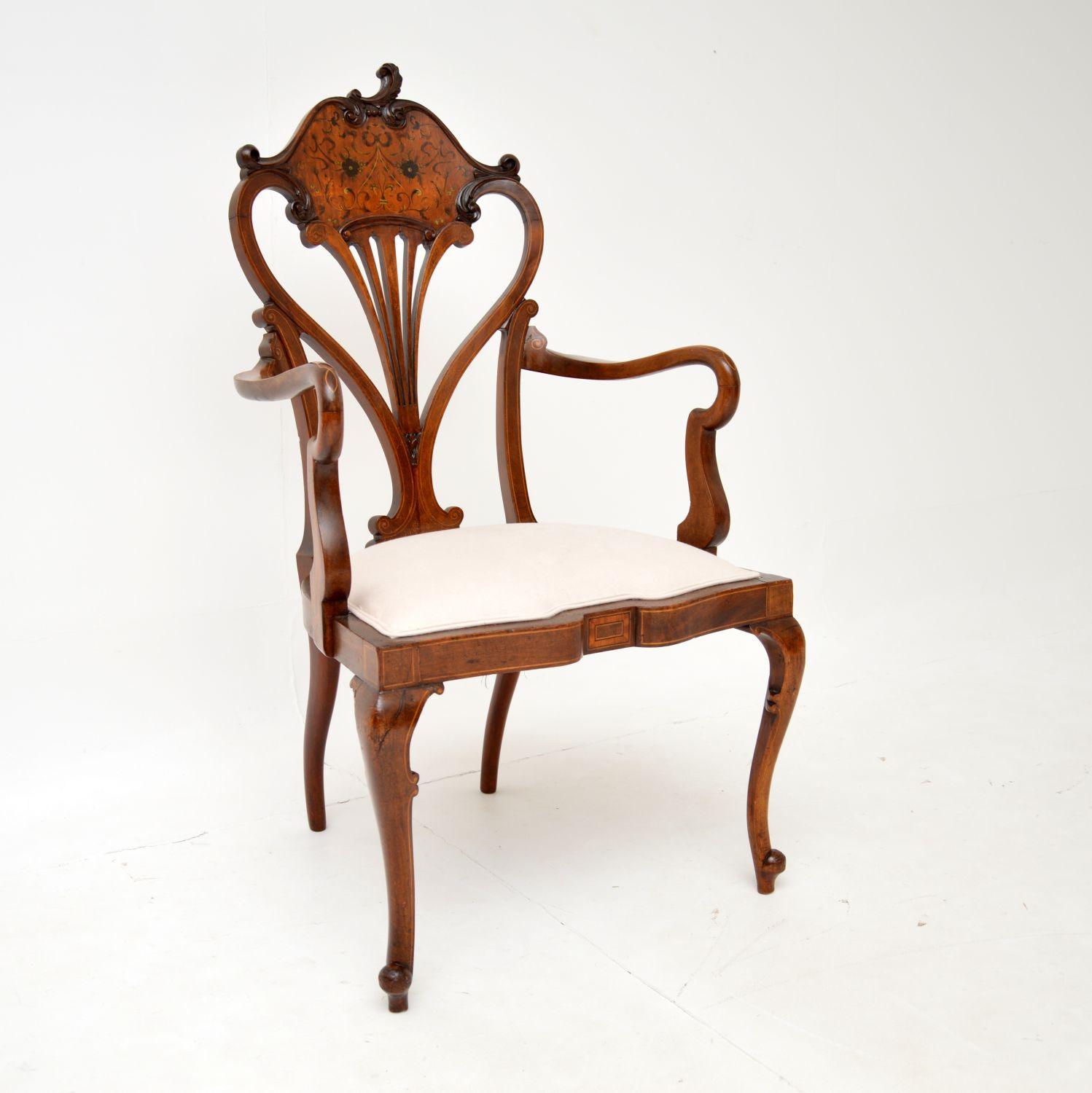 Antique Art Nouveau Inlaid Mahogany Armchair (1 of 9) Antique Art Nouveau Inlaid Mahogany Armchair (1 of 9)