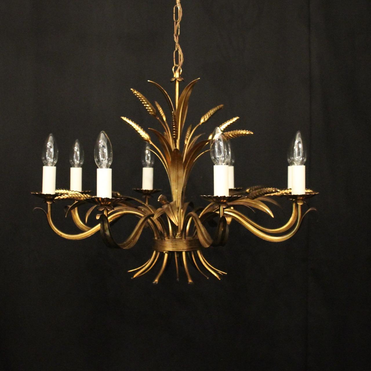 French Gilded Wheatsheaf 8 Light Chandelier (1 of 10) French Gilded Wheatsheaf 8 Light Chandelier (1 of 10)