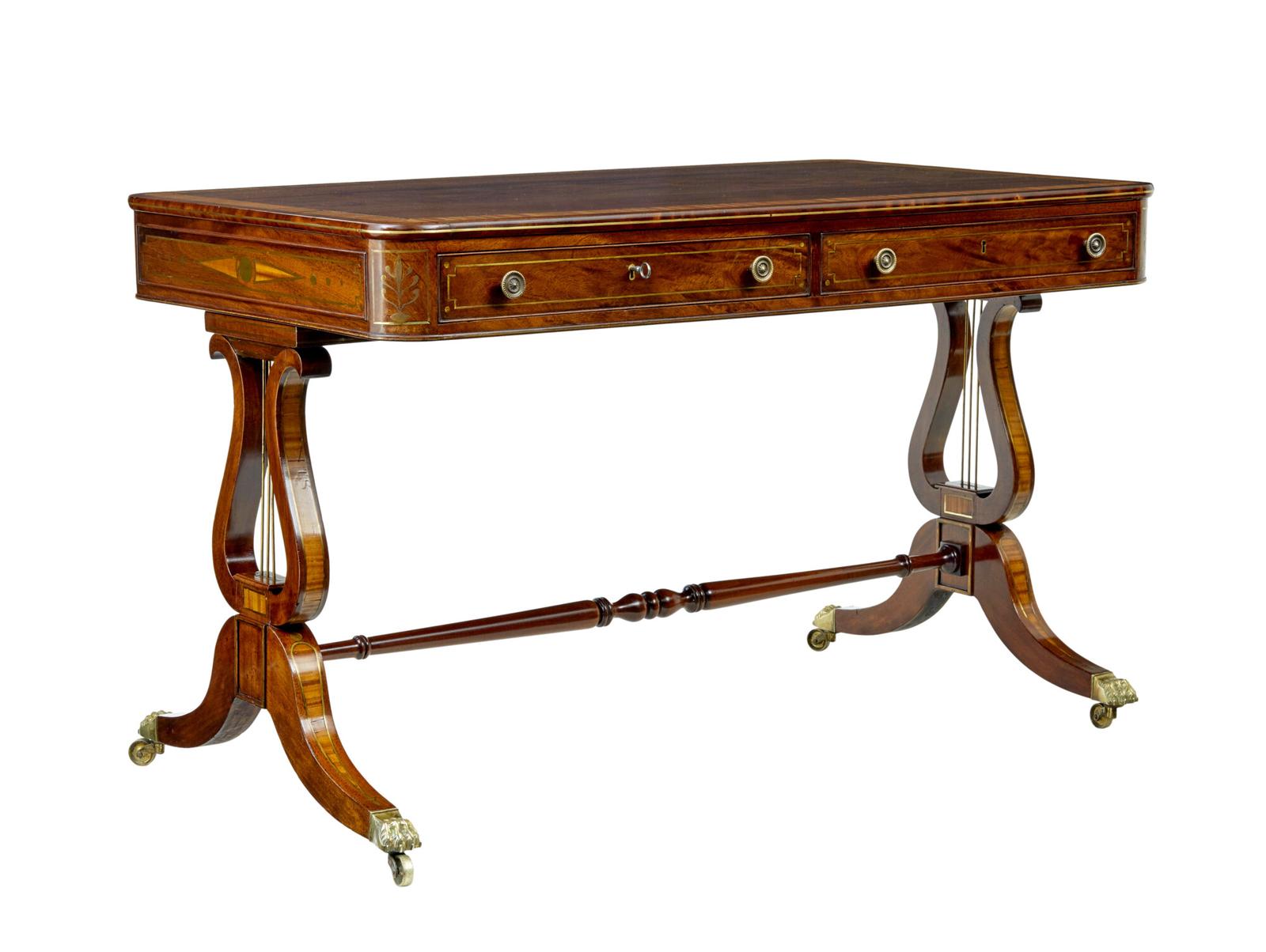 19th Century Regency Brass Inlaid Writing Desk (1 of 10)