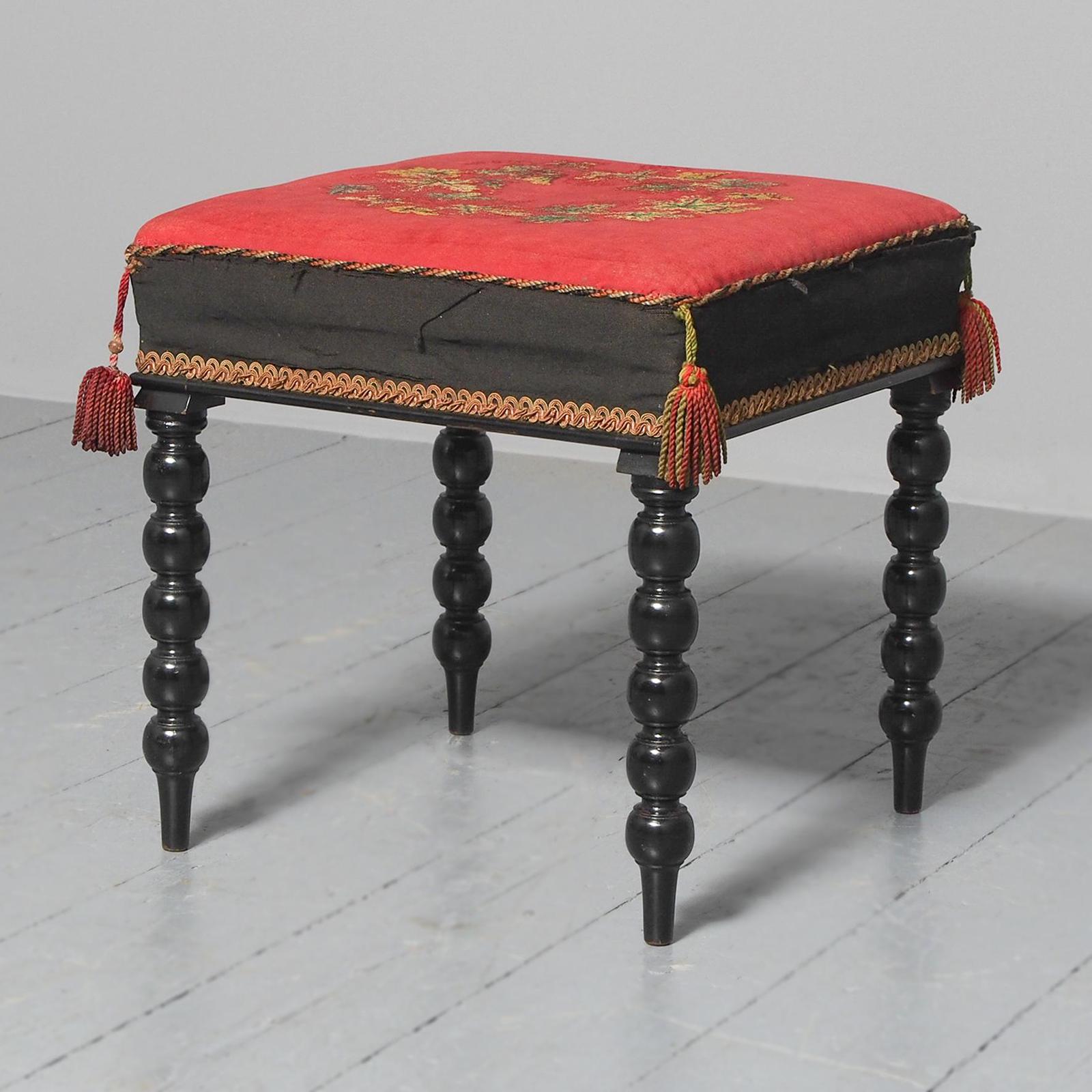 Victorian Ebonised Square Stool (1 of 6) Victorian Ebonised Square Stool (1 of 6)