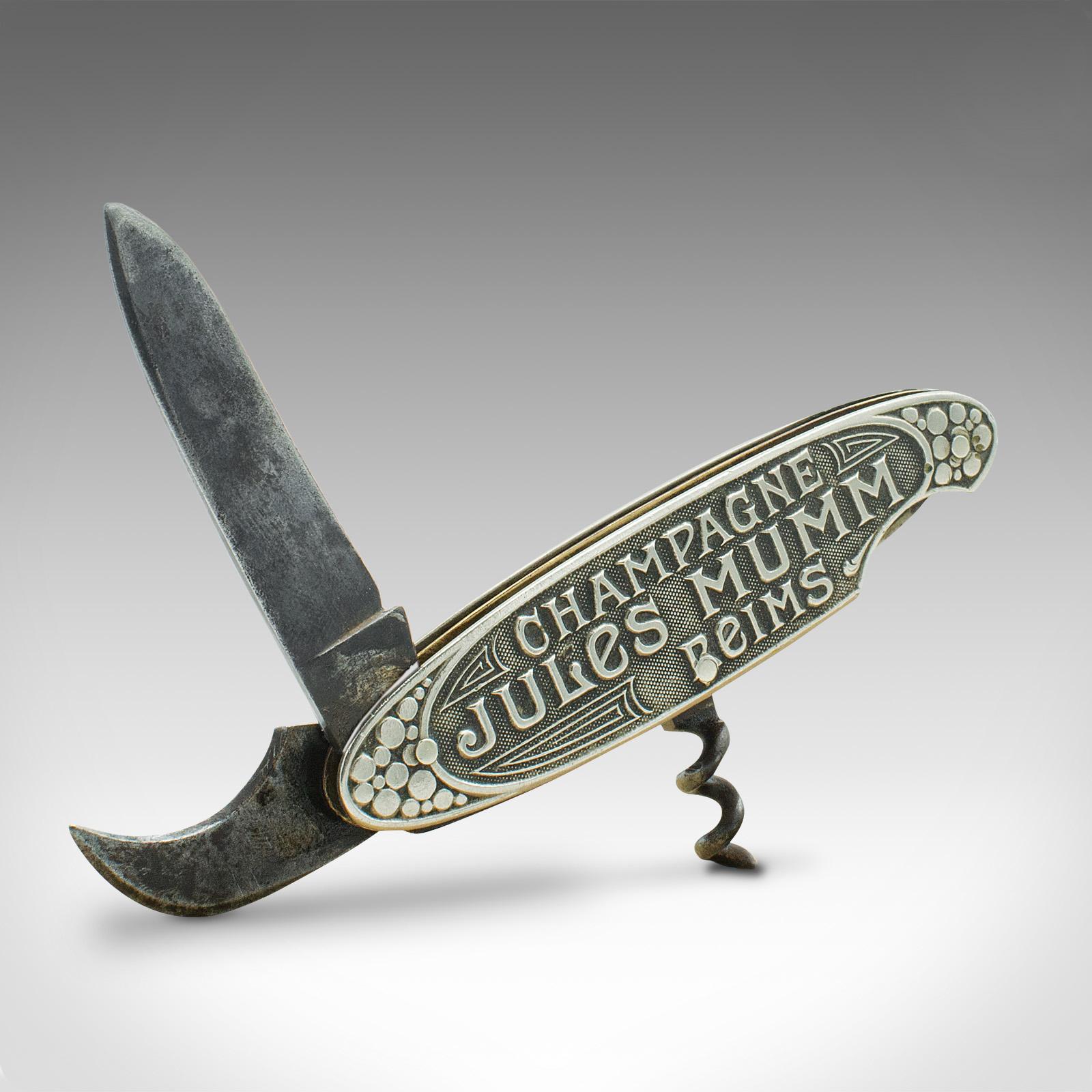 Antique Decorative Champagne Corkscrew, German, Multi Tool, Jules Mumm c.1920 (1 of 9)