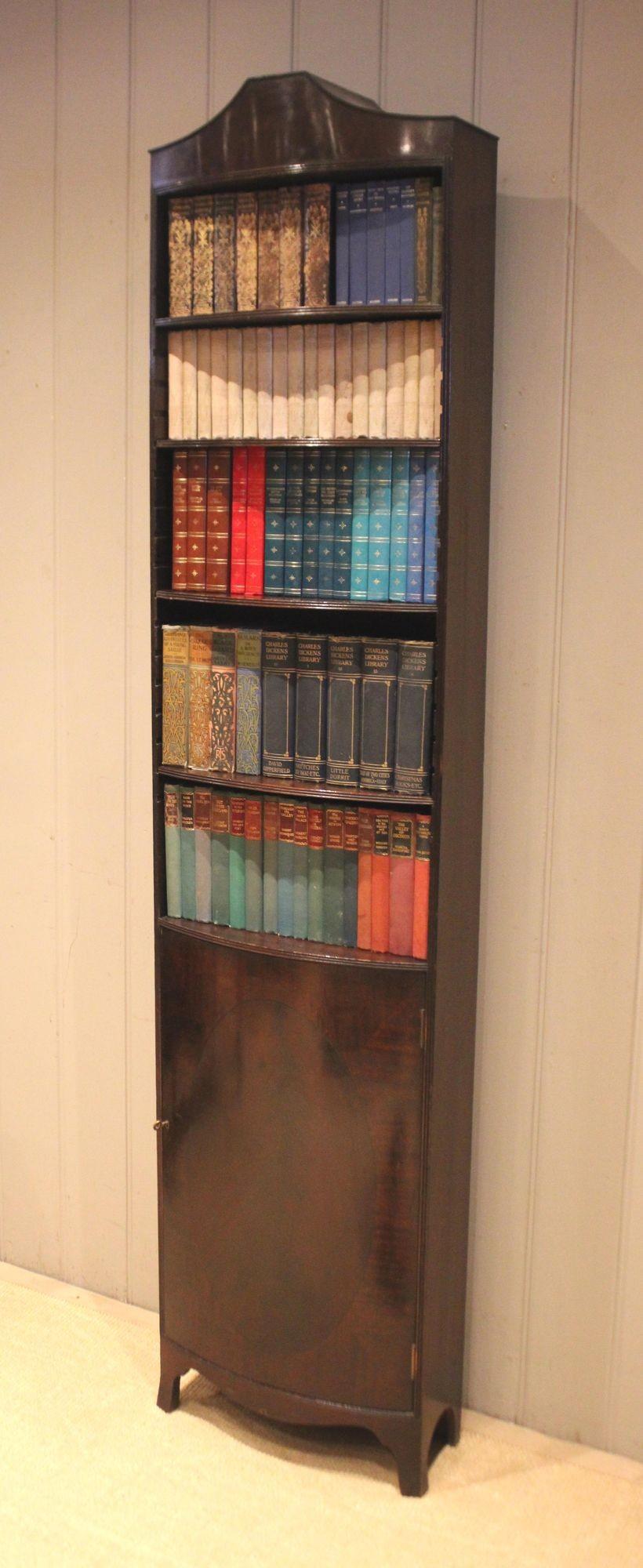 Tall Narrow Mahogany Bow Front Open Bookcase (1 of 14) Tall Narrow Mahogany Bow Front Open Bookcase (1 of 14)