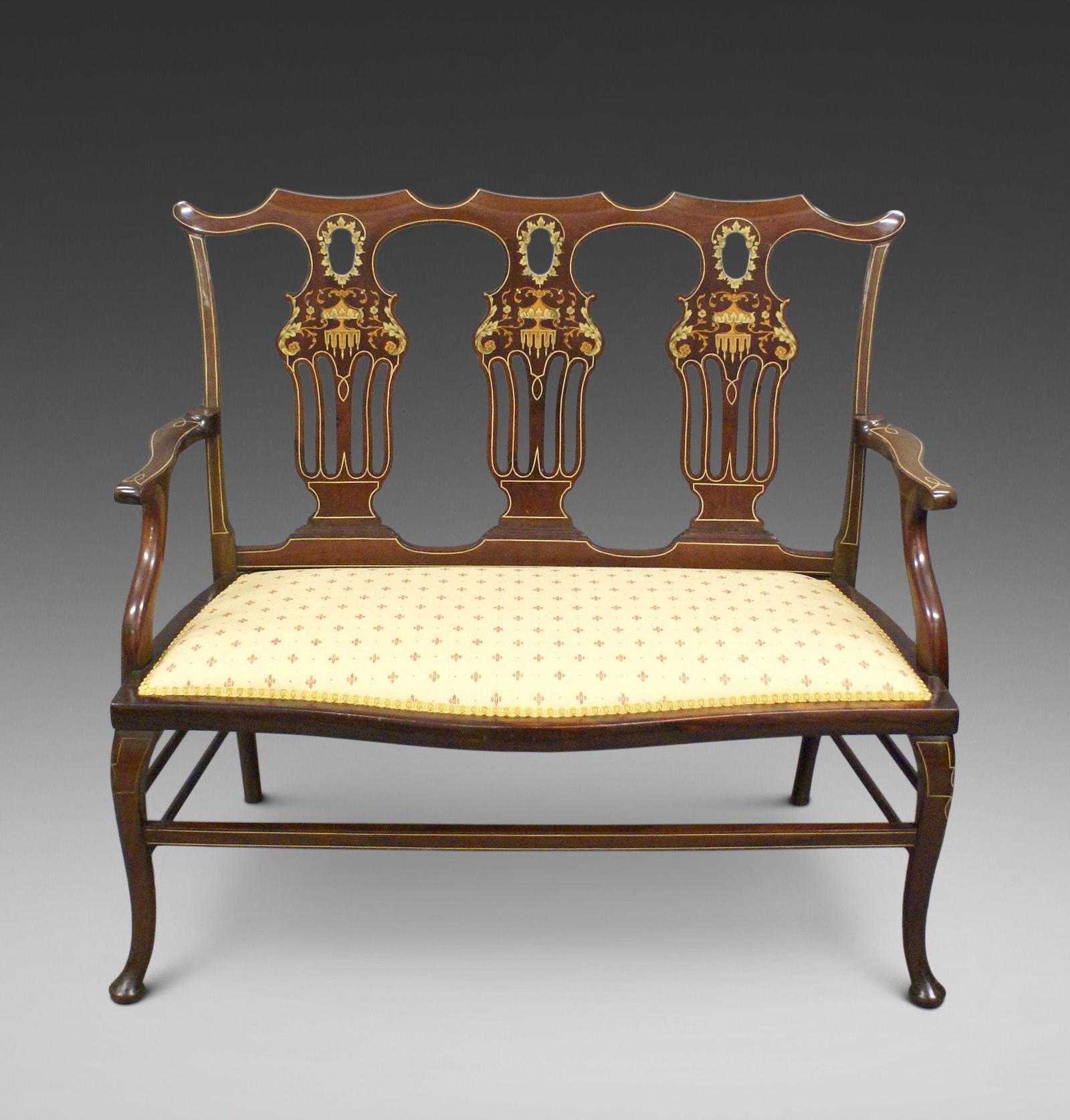 Late 19th Century Inlaid Mahogany Salon Sofa (1 of 5)