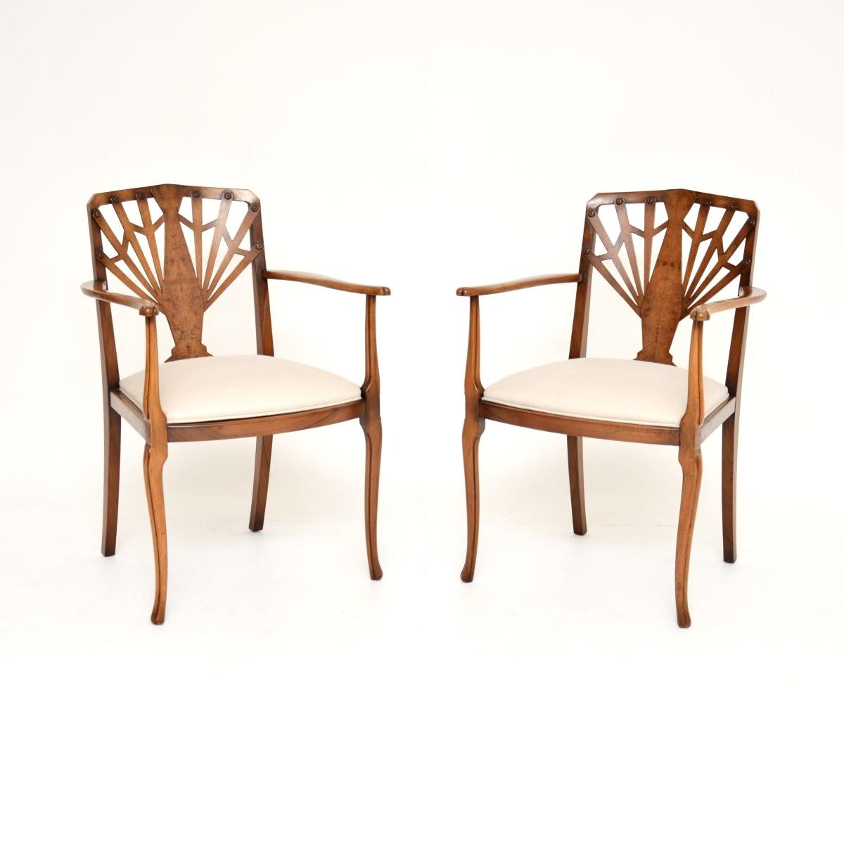 Pair of Art Deco Walnut Side Chairs (1 of 8)