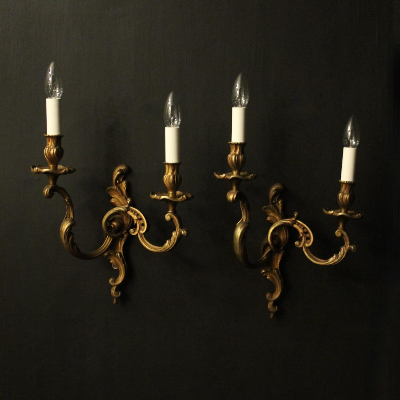 French Pair of Gilded Bronze Antique Wall Lights (1 of 10) French Pair of Gilded Bronze Antique Wall Lights (1 of 10)