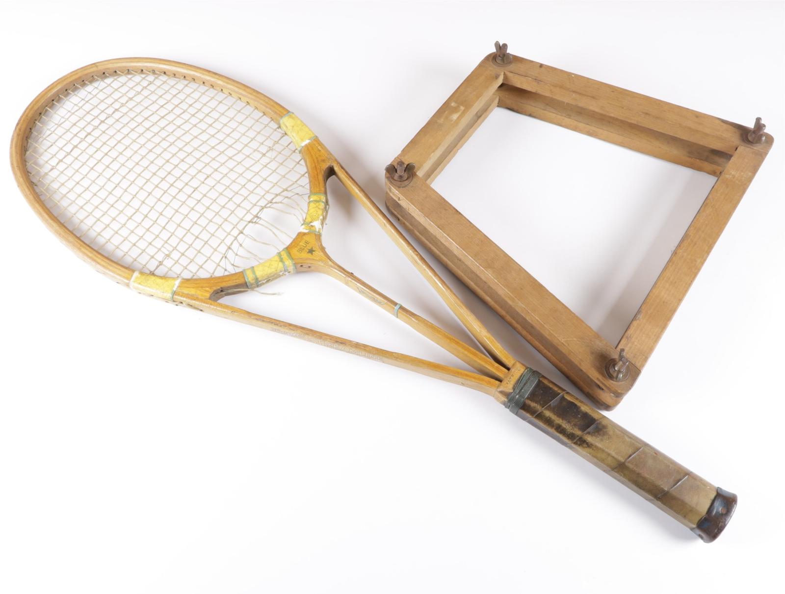 Hazells Streamline Tennis Racket / Blue Star Triple Shaft Racquet c.1930 (1 of 20) Hazells Streamline Tennis Racket / Blue Star Triple Shaft Racquet c.1930 (1 of 20)