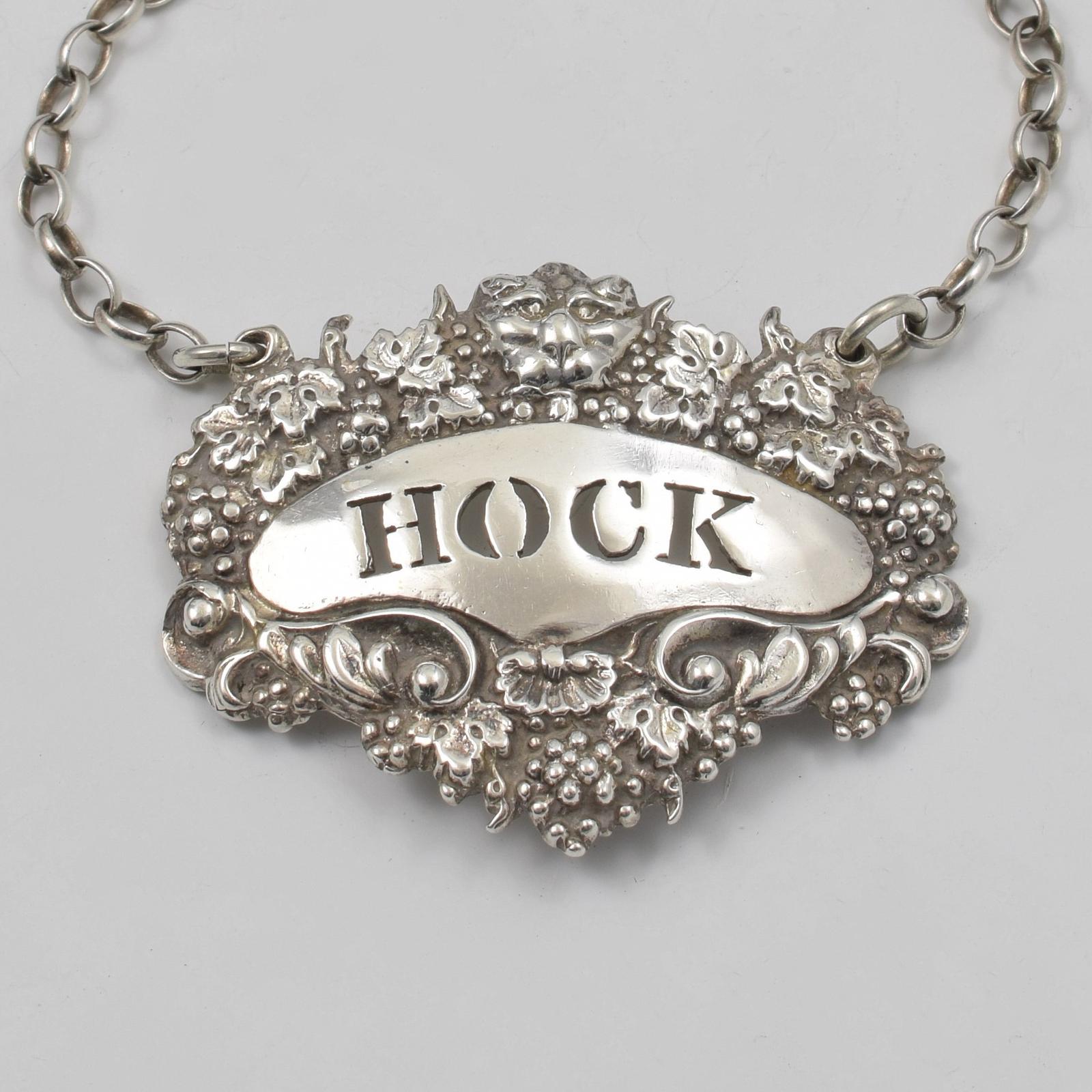 Georgian Silver Hock Decanter Wine Label Rare Leopard Head c.1835 (1 of 5) Georgian Silver Hock Decanter Wine Label Rare Leopard Head c.1835 (1 of 5)