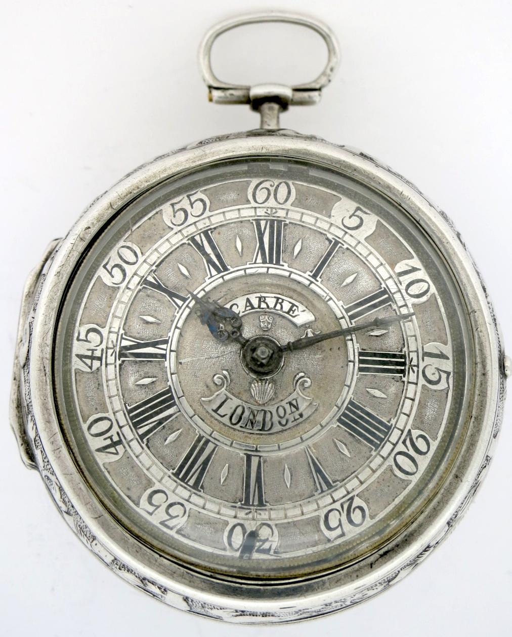 Antique Repousse Silver Pocket Watch, London c.1725 (1 of 16)
