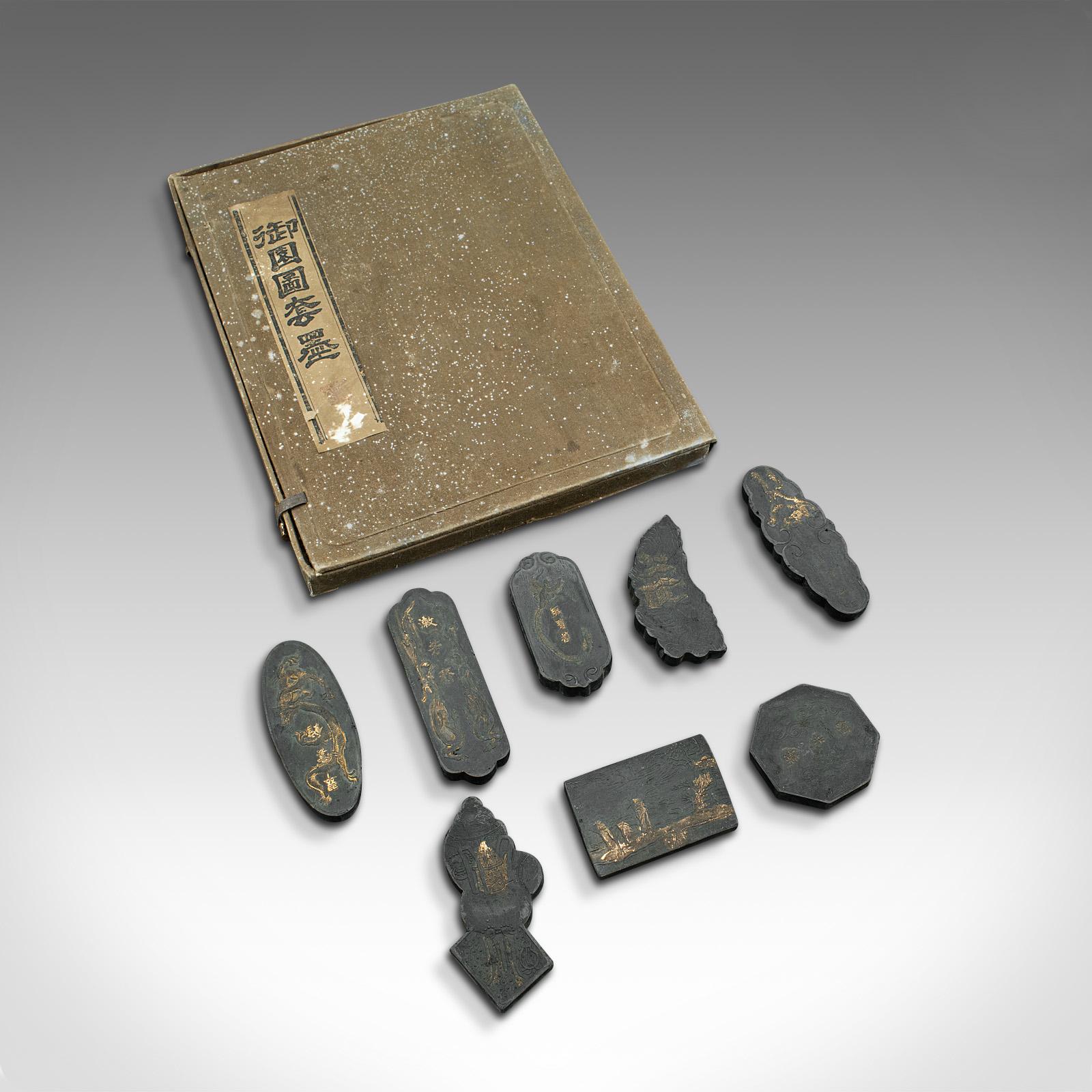 Antique Set of Calligraphic Ink Blocks, Japanese, 8 Pieces, Meiji, Victorian (1 of 12)
