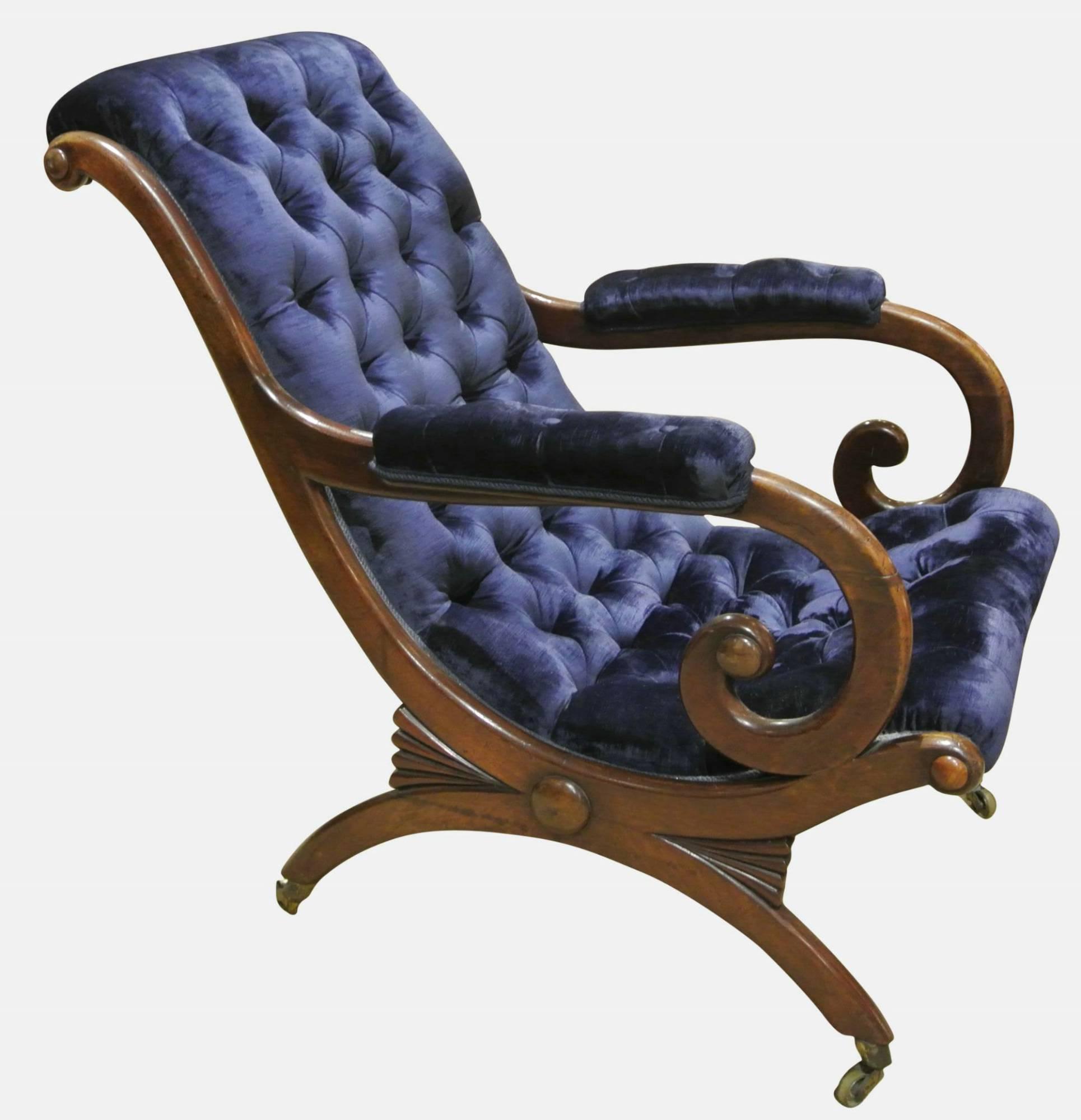 Mahogany Armchair in Velvet Fabric (1 of 1) Mahogany Armchair in Velvet Fabric (1 of 1)