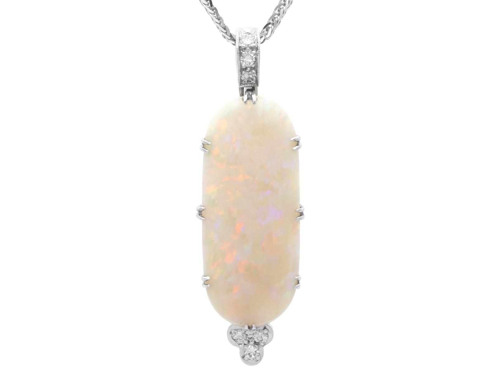 Antique 13.82ct Opal & 0.24ct Diamond, 18k Yellow Gold Pendant c.1910 (1 of 10) Antique 13.82ct Opal & 0.24ct Diamond, 18k Yellow Gold Pendant c.1910 (1 of 10)
