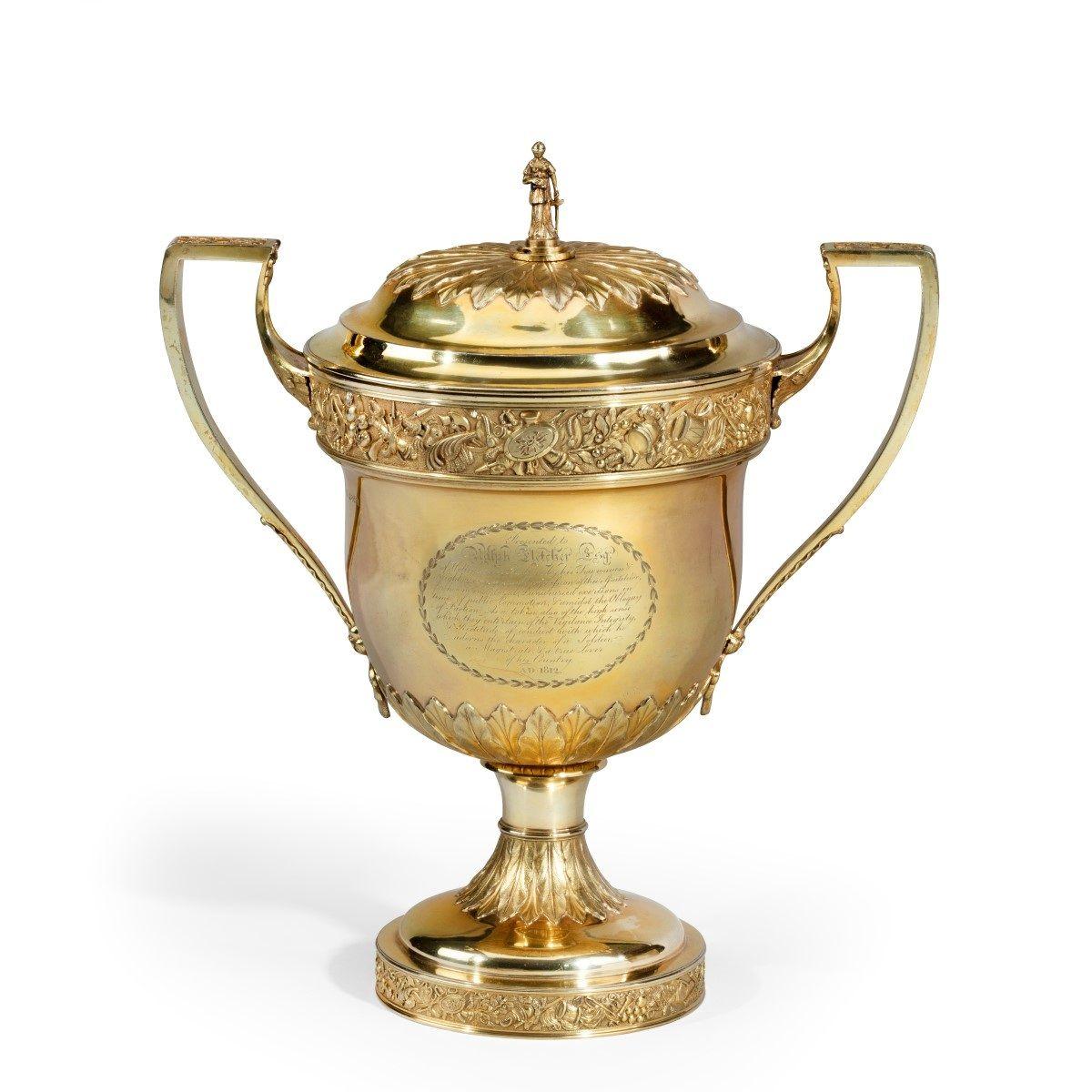 A Monumental Regency Silver-gilt Presentation Cup and Cover by Peter and William Bateman (1 of 9)
