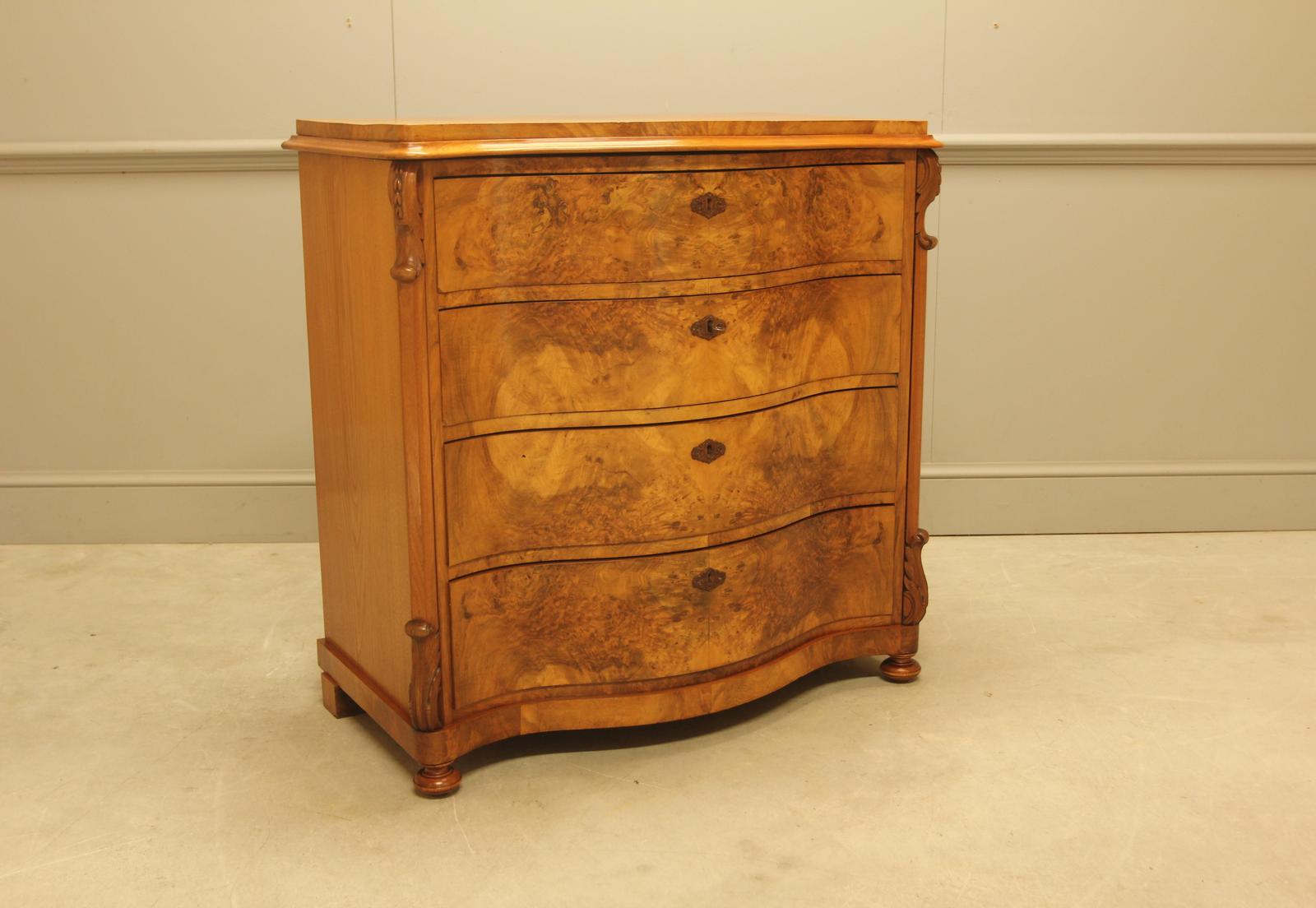 Burr Walnut Serpentine Chest of Drawers - main image