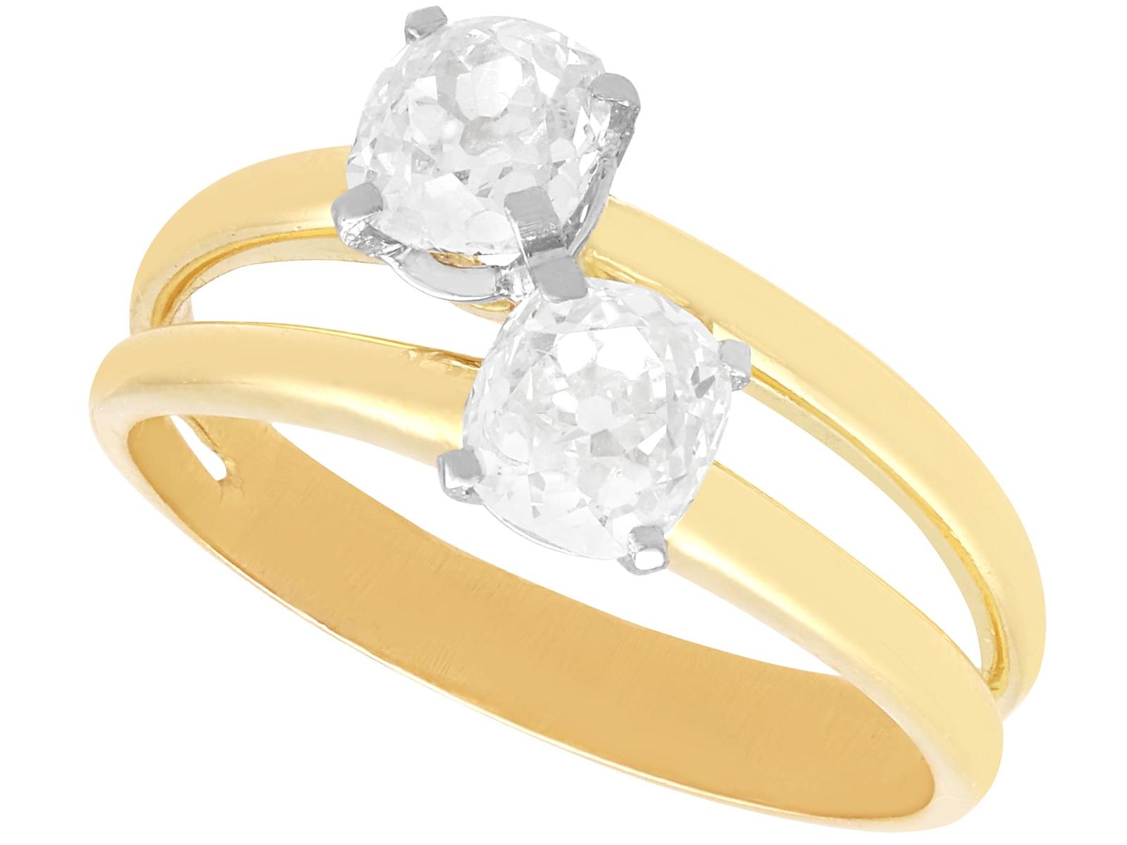 Antique 1.55ct Diamond & 18ct Yellow Gold Dress Ring c.1920 (1 of 13)