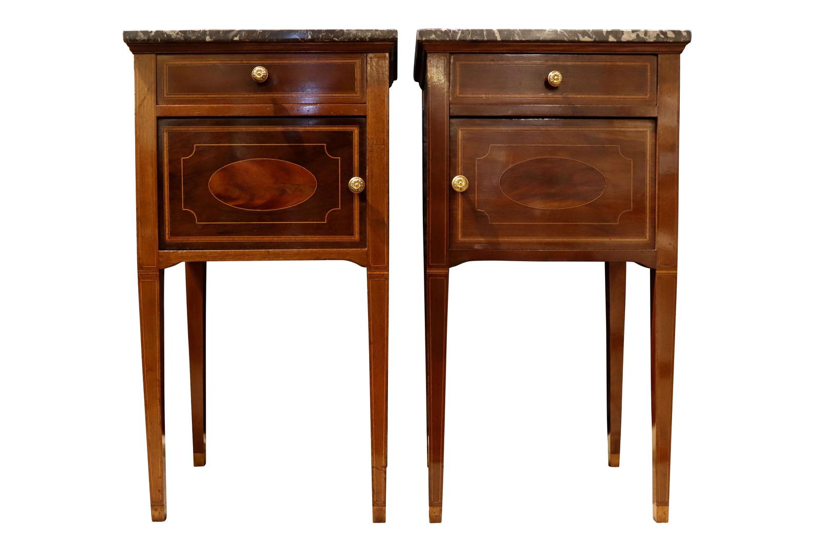 Pair of Victorian Mahogany & Satinwood Inlaid Bedside Cupboards in Sheraton Style (1 of 9) Pair of Victorian Mahogany & Satinwood Inlaid Bedside Cupboards in Sheraton Style (1 of 9)
