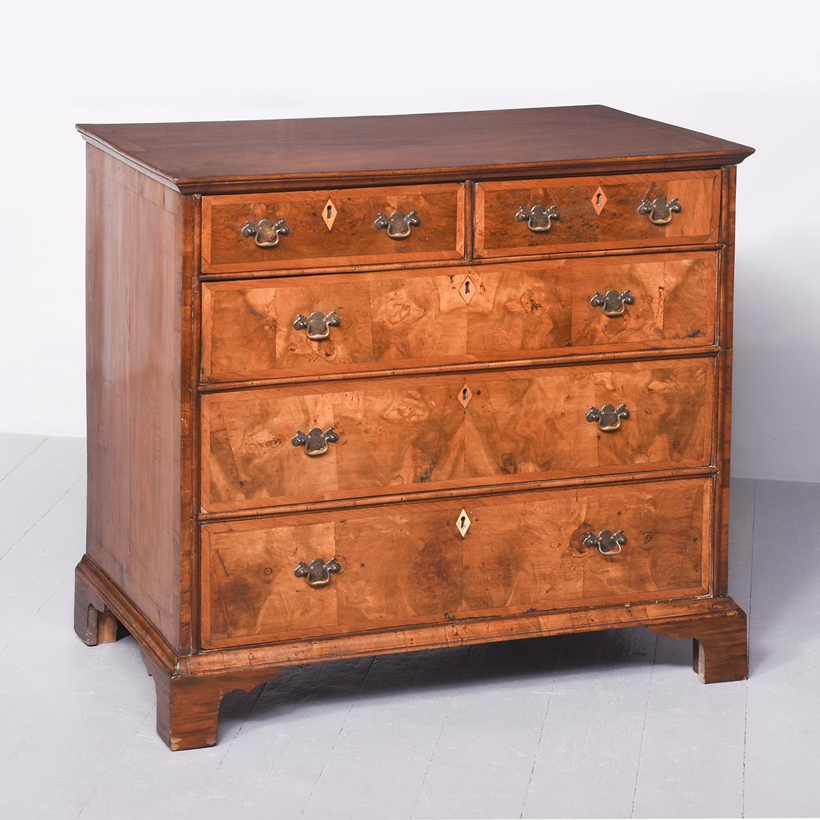 George II Figured Walnut Chest of Drawers (1 of 9)