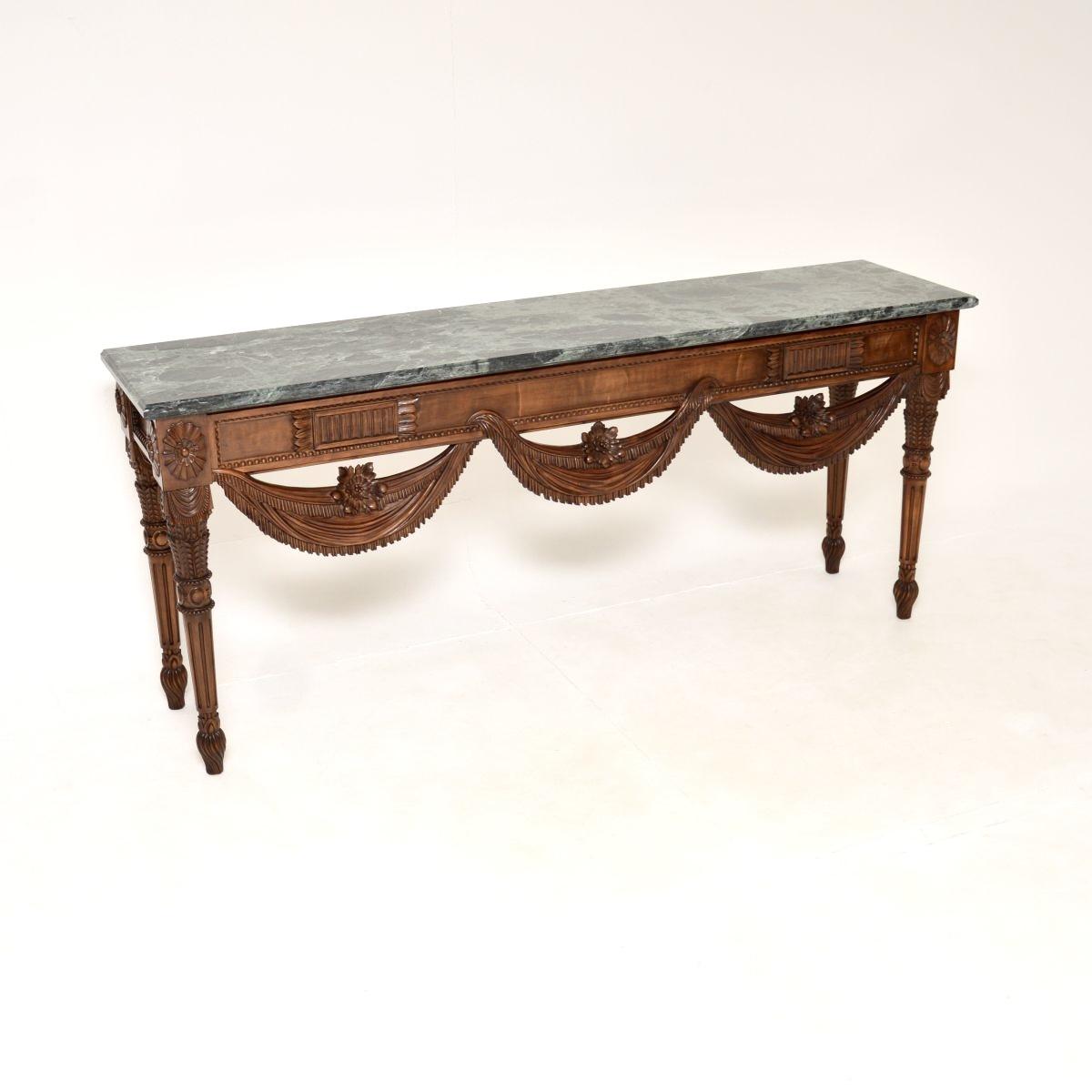Carved Solid Walnut Marble Top Console Table (1 of 11) Carved Solid Walnut Marble Top Console Table (1 of 11)