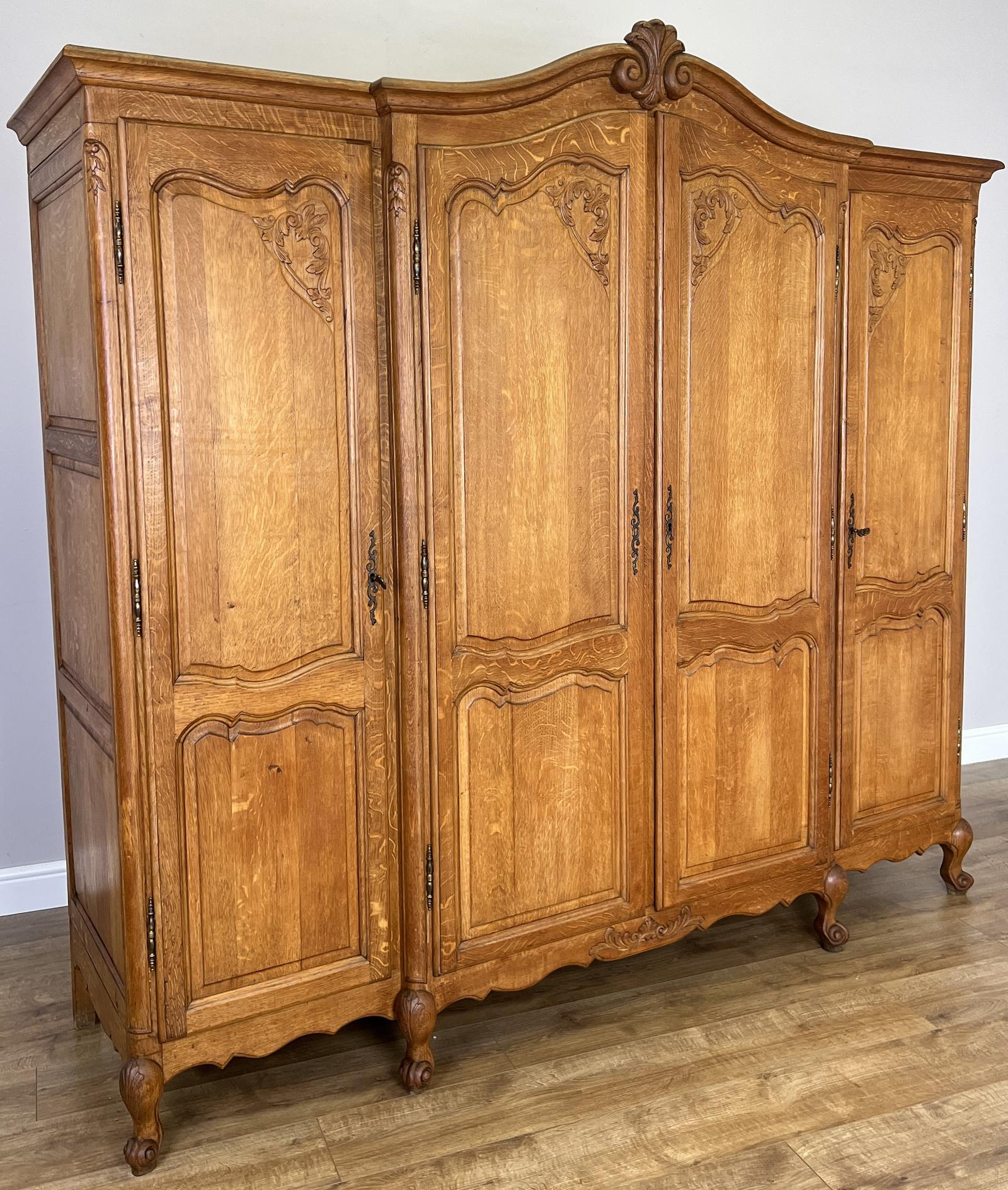Wardrobe Vintage French Style Oak Four Door Carved Armoire (1 of 14) Wardrobe Vintage French Style Oak Four Door Carved Armoire (1 of 14)