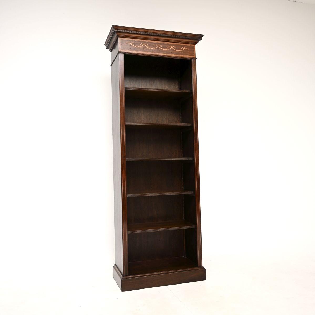 Antique Inlaid Mahogany Open Bookcase (1 of 7) Antique Inlaid Mahogany Open Bookcase (1 of 7)