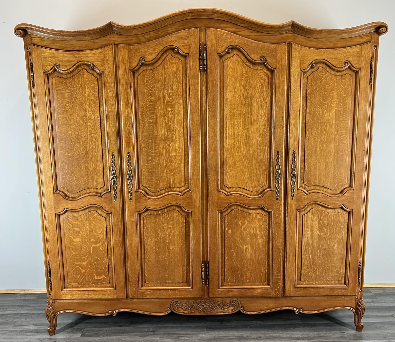 Wardrobe French Vintage Oak 4 Door Armoire  Retro Closet (1 of 10)