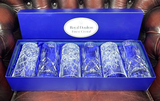 Vintage Set of 6 x Cut Glass Crystal Highball Tumblers in Original Presentation Box (1 of 6) Vintage Set of 6 x Cut Glass Crystal Highball Tumblers in Original Presentation Box (1 of 6)