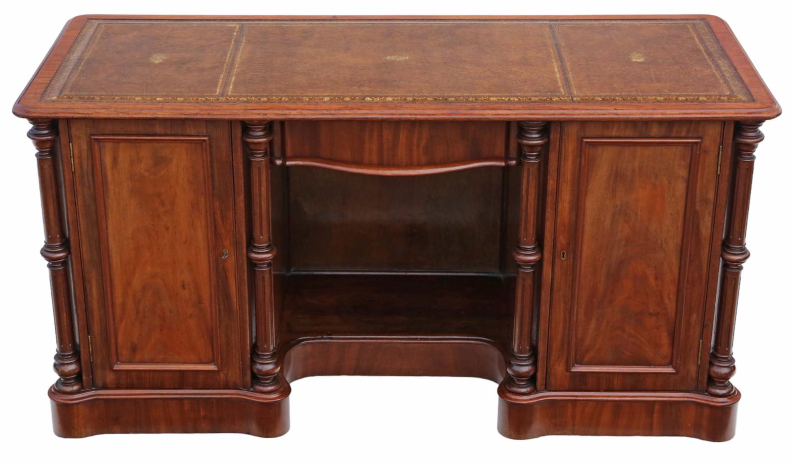 Antique Fine Quality Large 19th Century Mahogany Twin Pedestal Desk, Dressing or Writing Table (1 of 9)