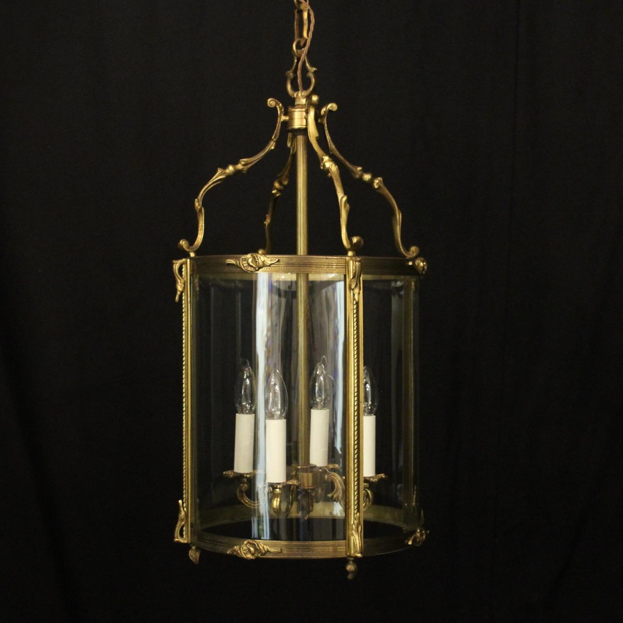 French Gilded Bronze Convex Hall Lantern (1 of 10) French Gilded Bronze Convex Hall Lantern (1 of 10)
